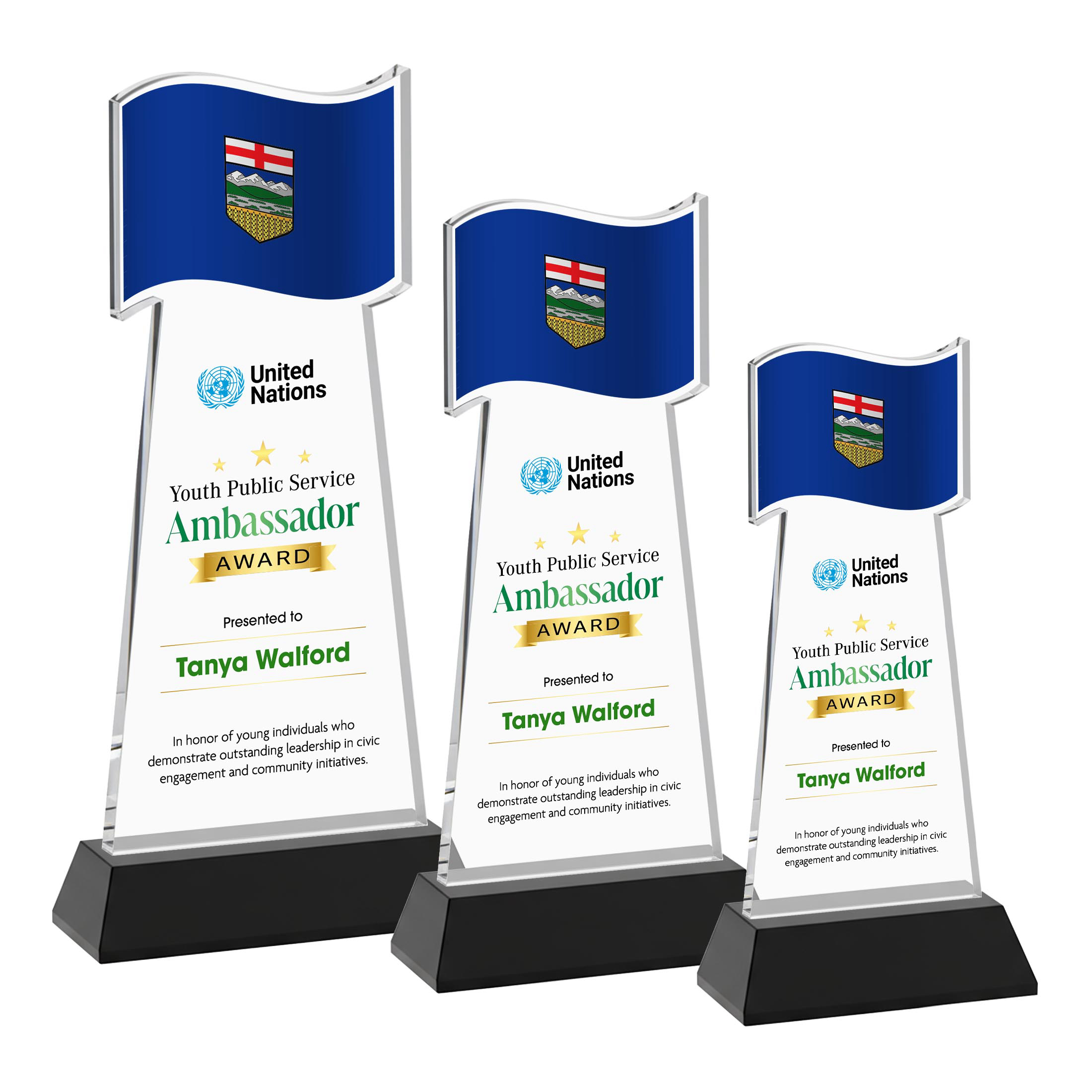Flag VividPrint™ Award on Hartford Base - Black