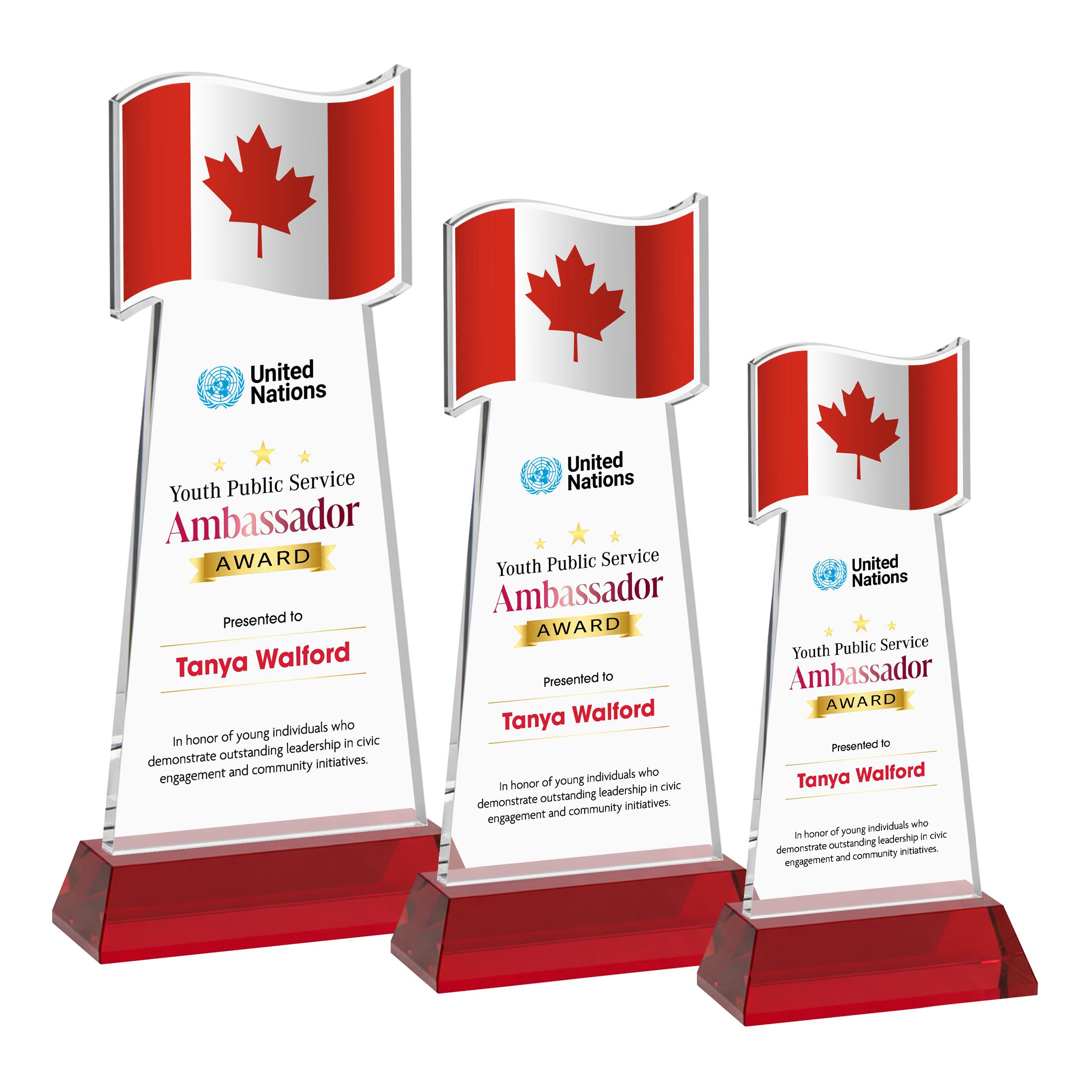 Flag VividPrint™ Award on Hartford Base - Red