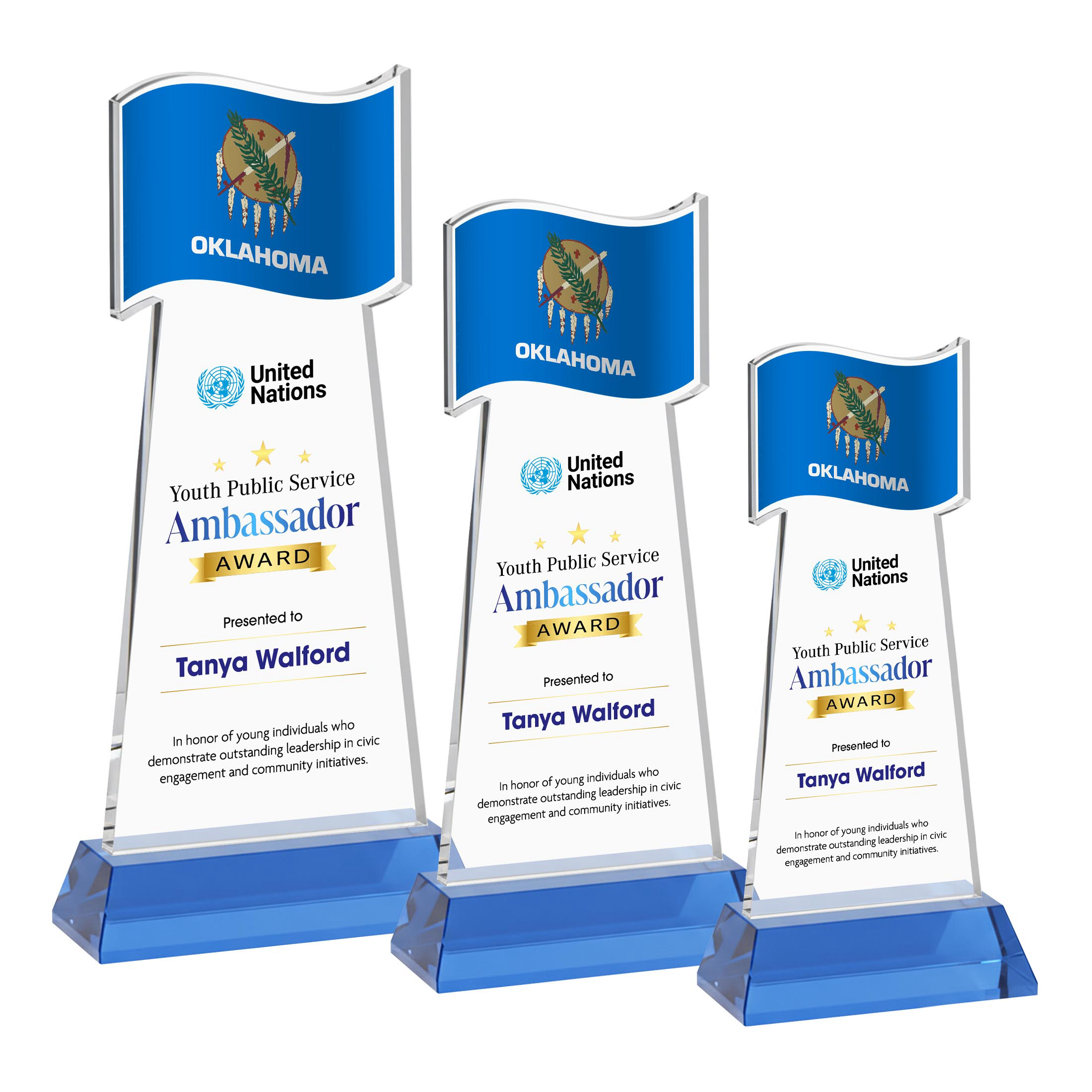 Flag VividPrint™ Award on Hartford Base - Sky Blue