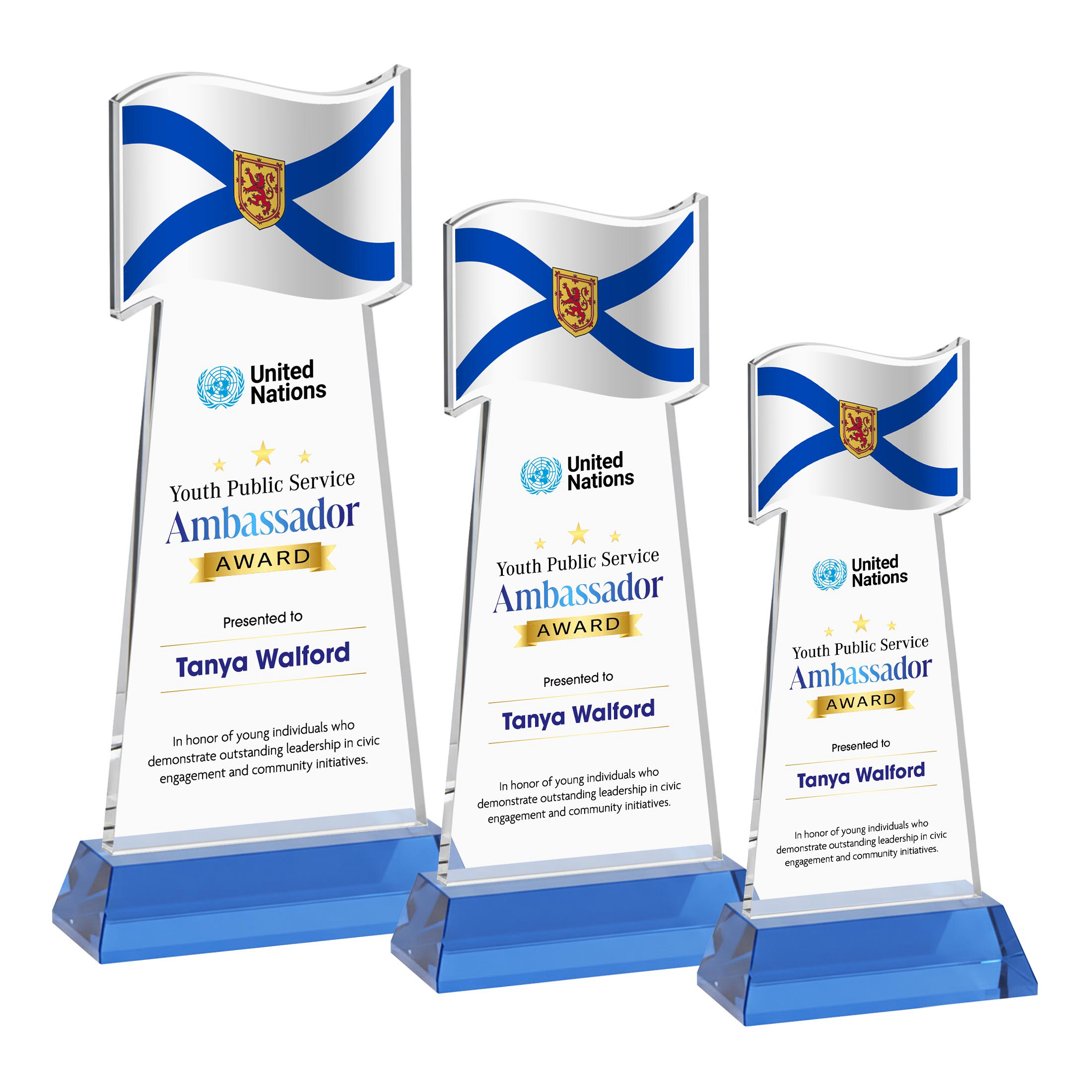 Flag VividPrint™ Award on Hartford Base - Sky Blue