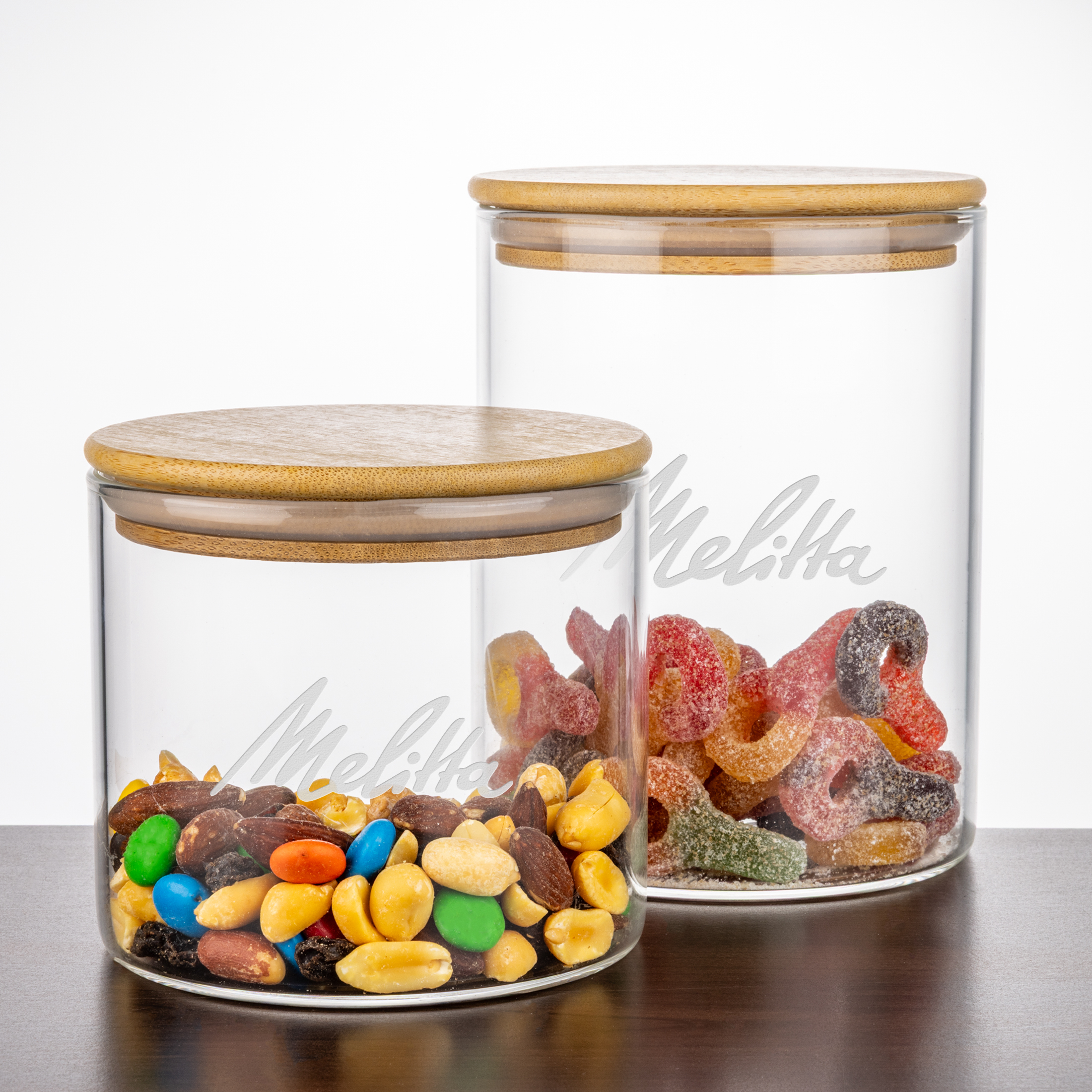 Aniston Jar w/Bamboo Lid - Deep Etch