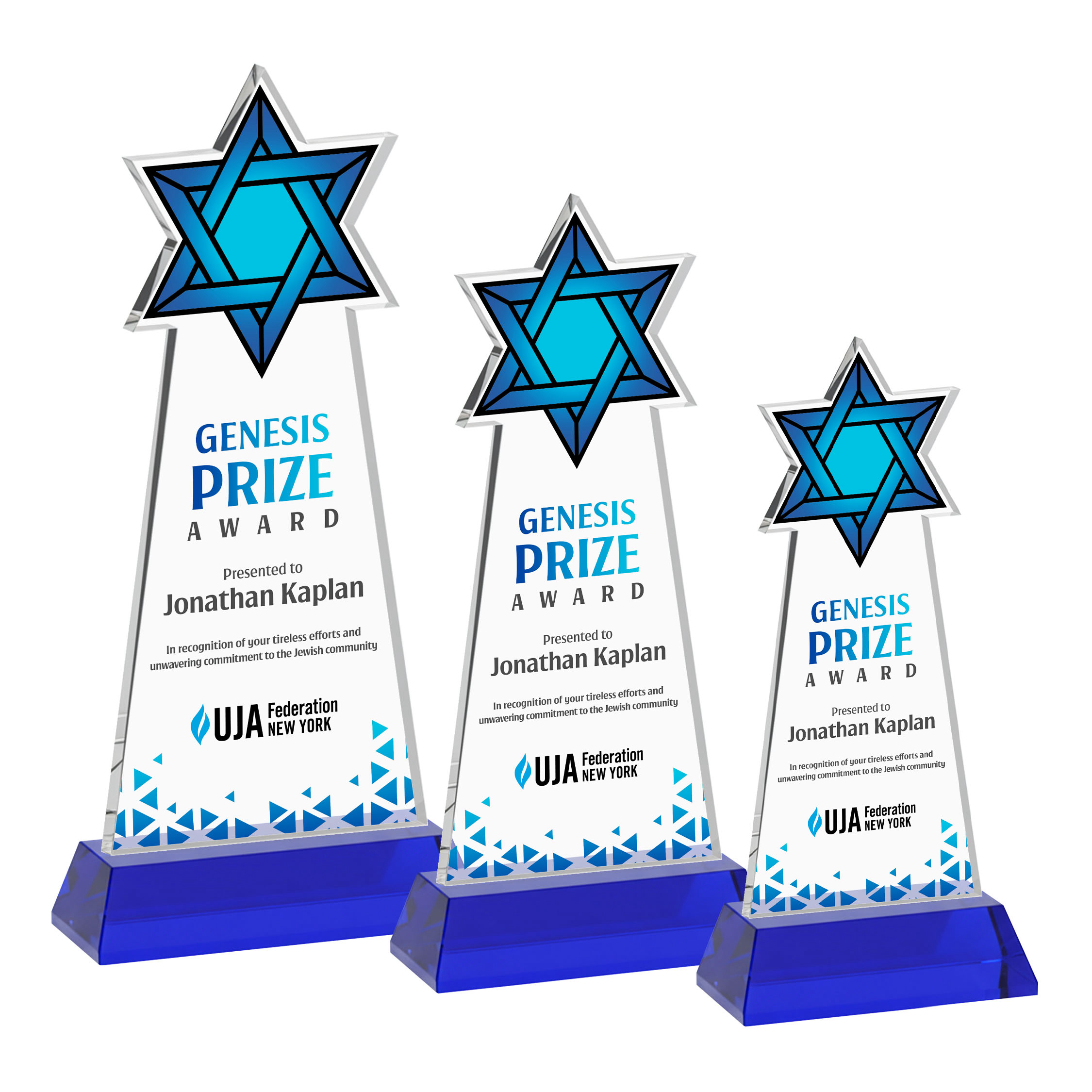 Star of David VividPrint™ Award on Hartford Base - Blue