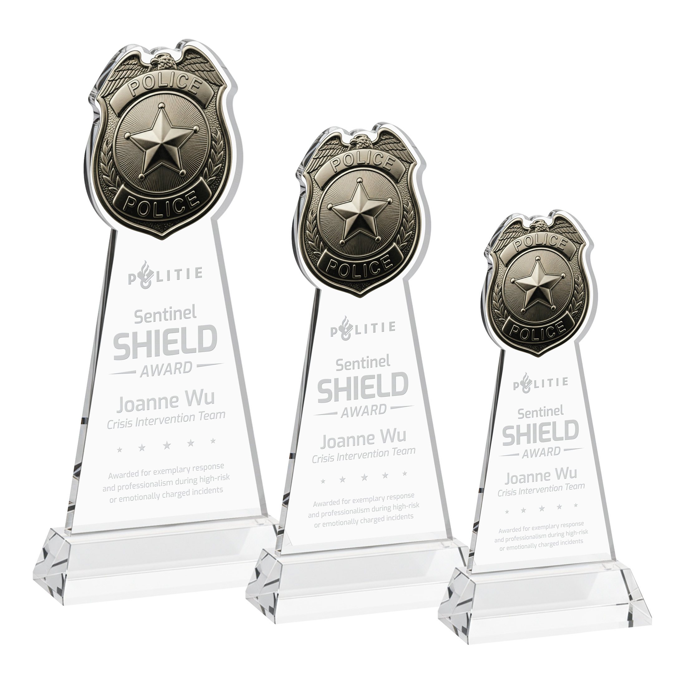 Police Badge Award on Hartford Base - Clear
