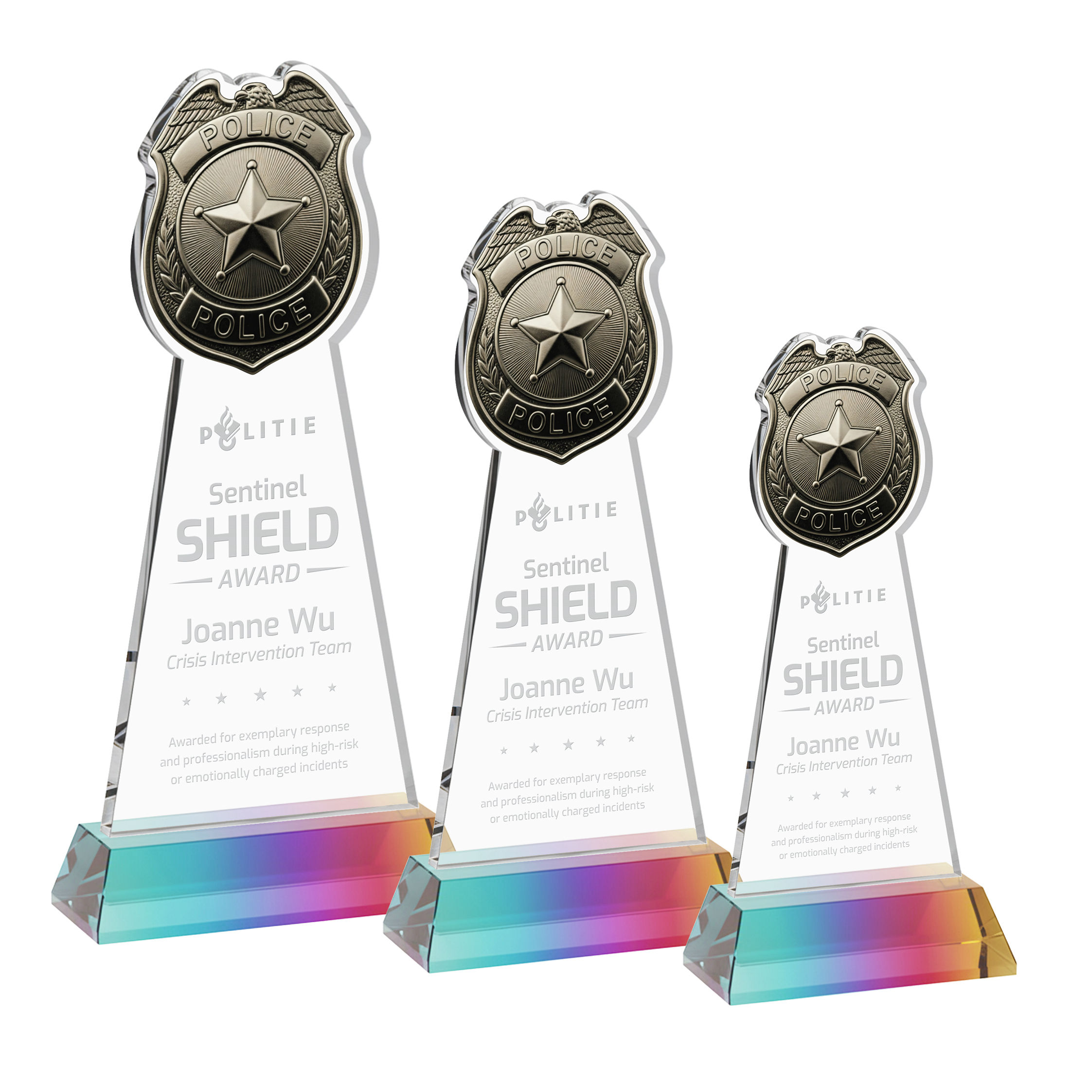 Police Badge Award on Hartford Base - Prismatic