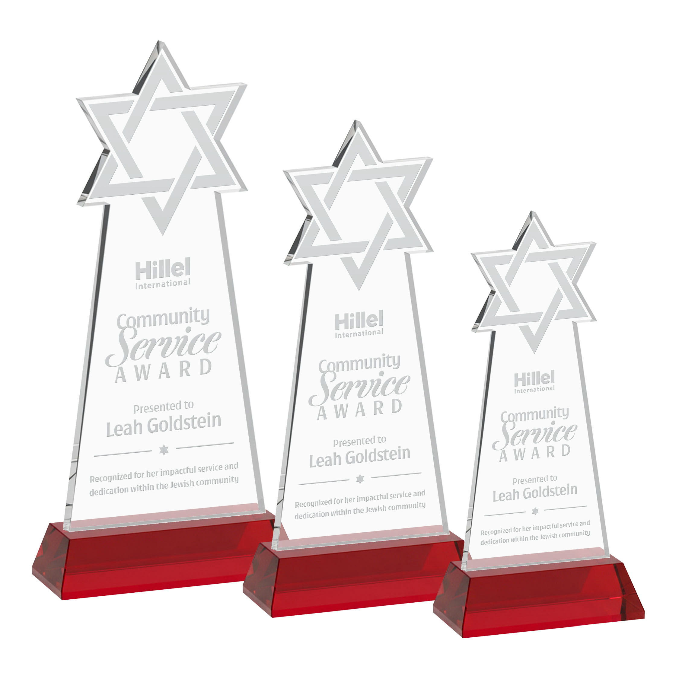 Star of David Award on Hartford Base - Red