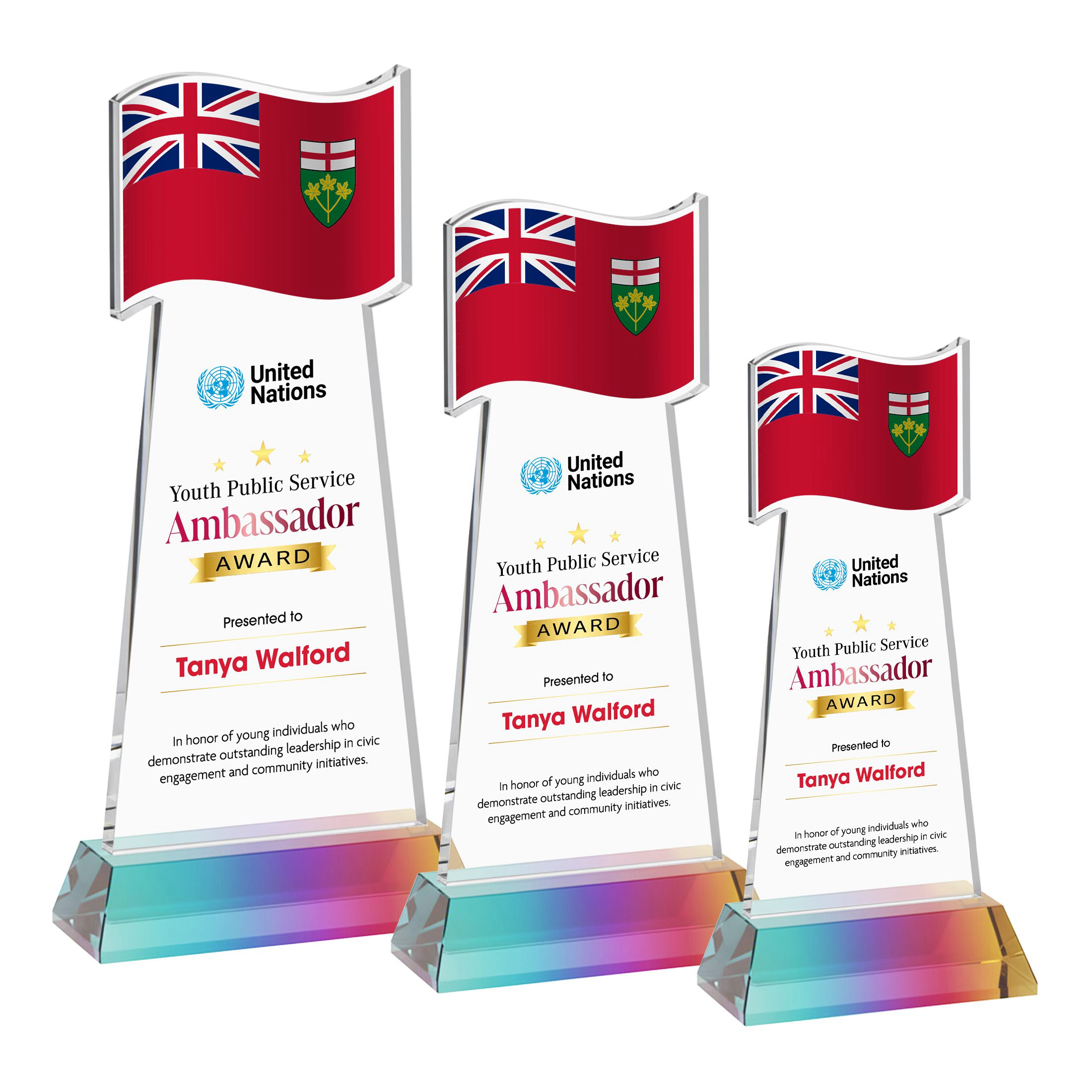 Flag VividPrint™ Award on Hartford Base - Prismatic