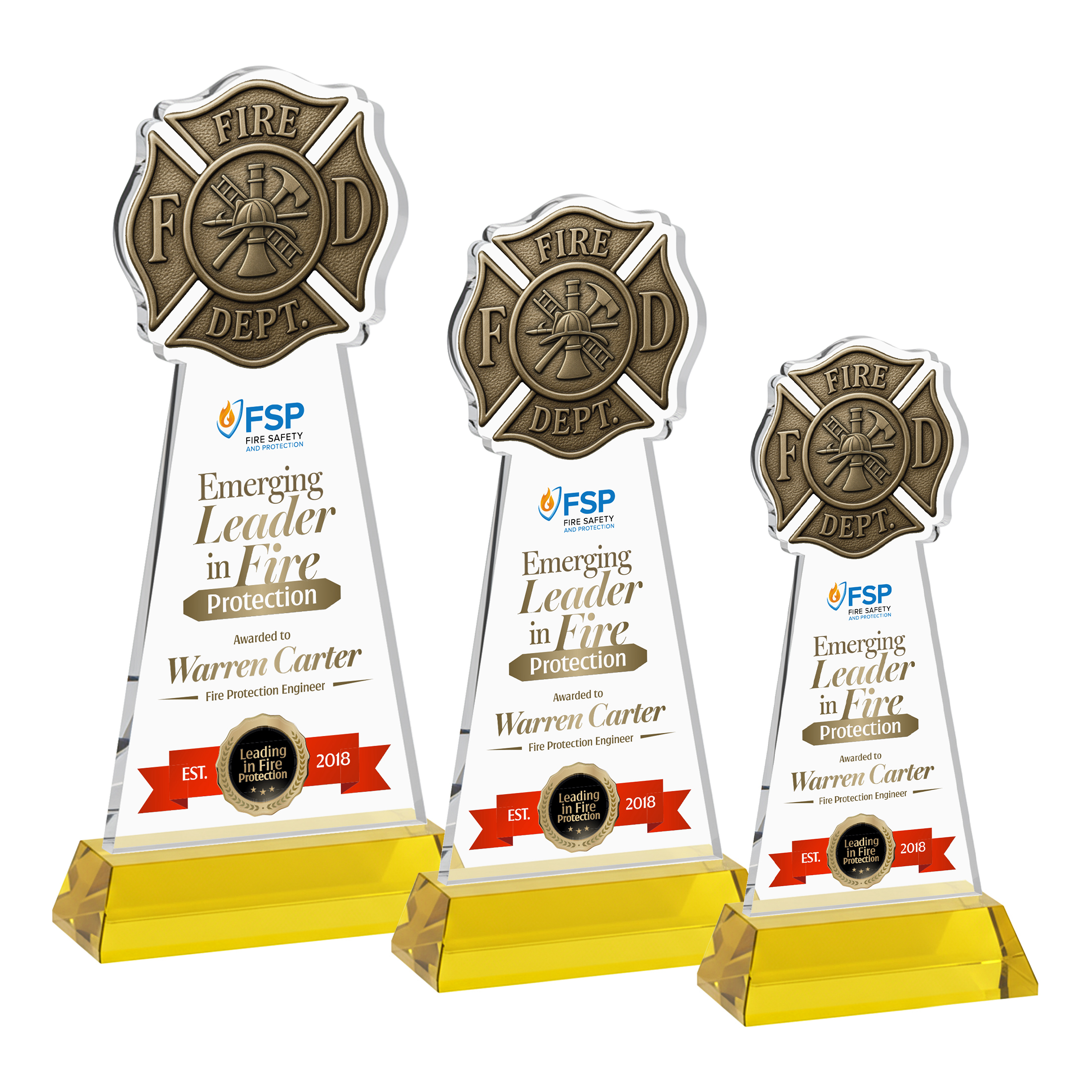 Fire Dept VividPrint™ Award on Hartford Base - Gold