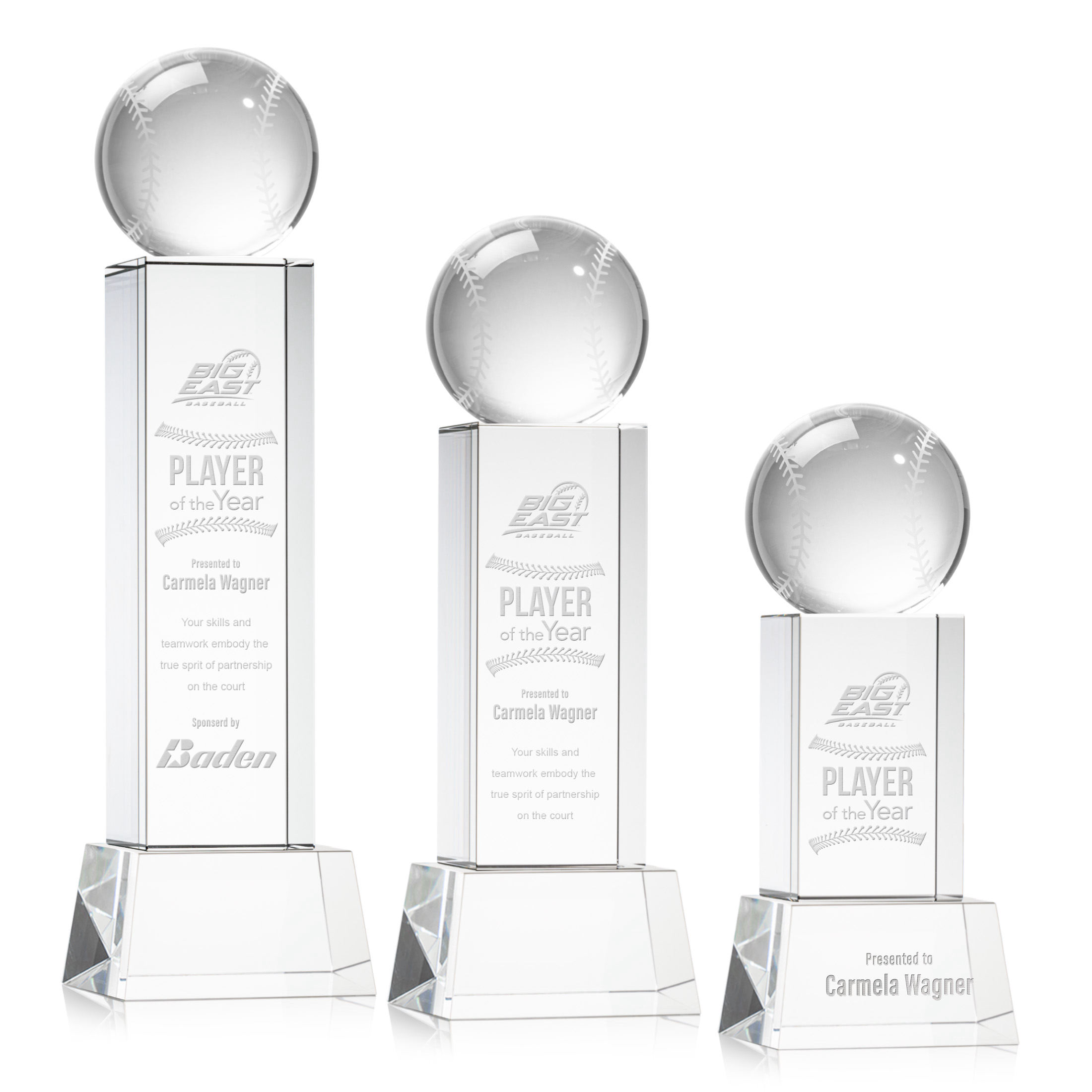 Baseball Award on Belcroft Base - Clear