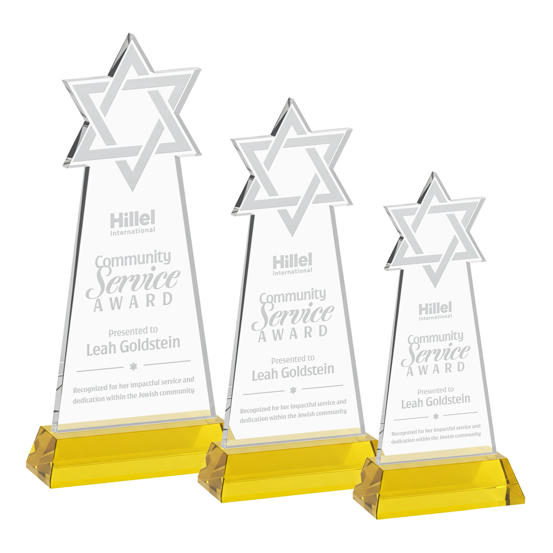 Star of David Award on Hartford Base - Gold