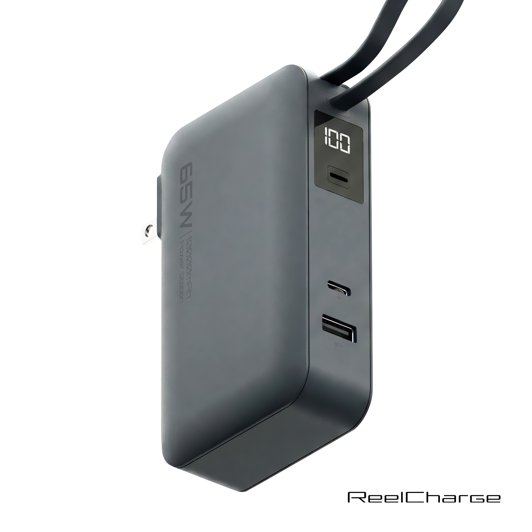 ReelCharge Power Bank w/Integrated USBC-C Cable