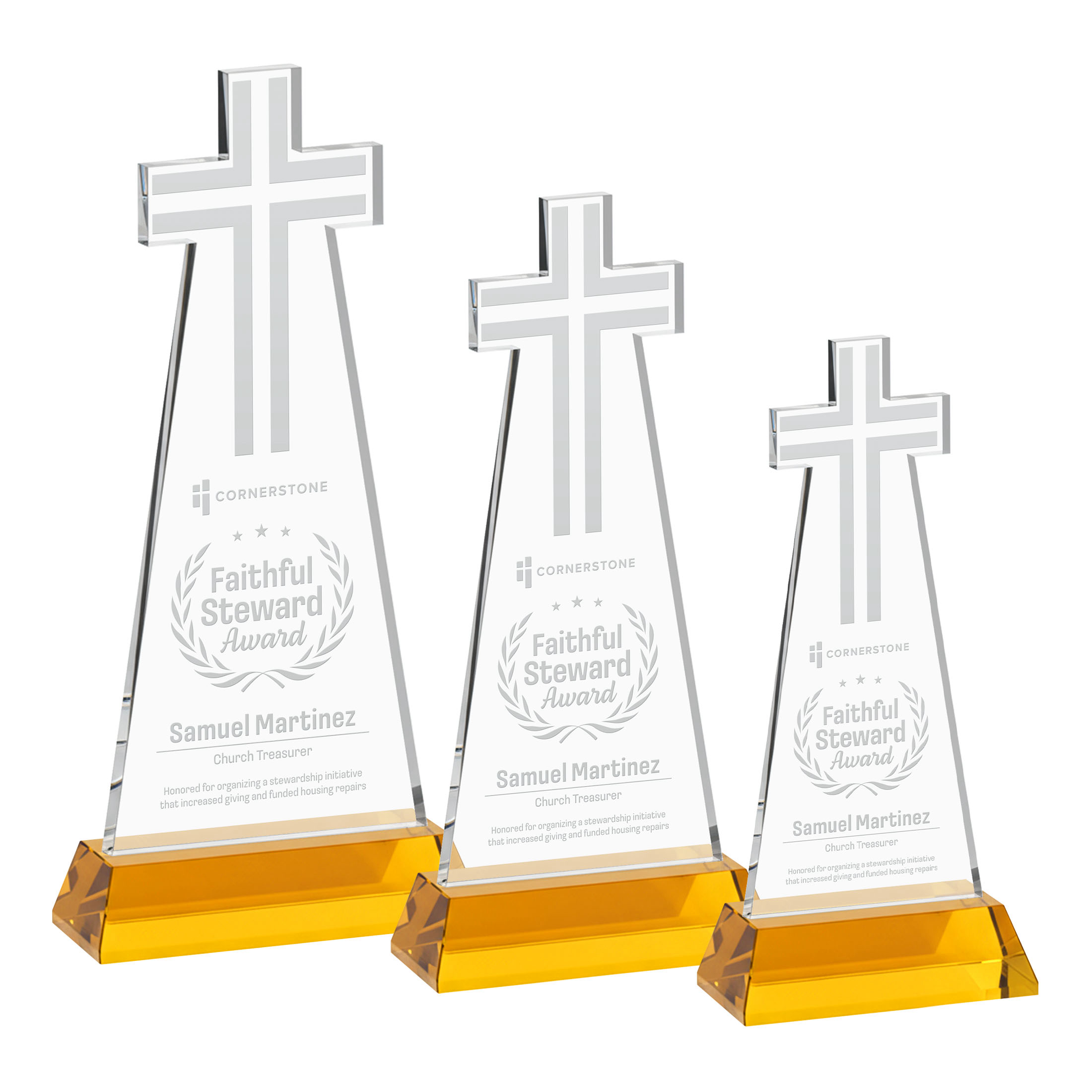 Cross Award on Hartford Base - Amber
