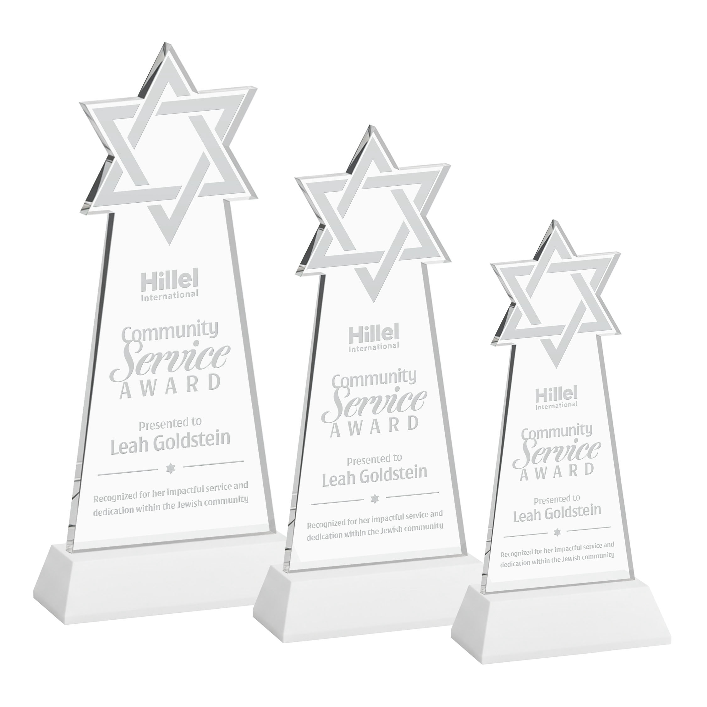 Star of David Award on Hartford Base - White