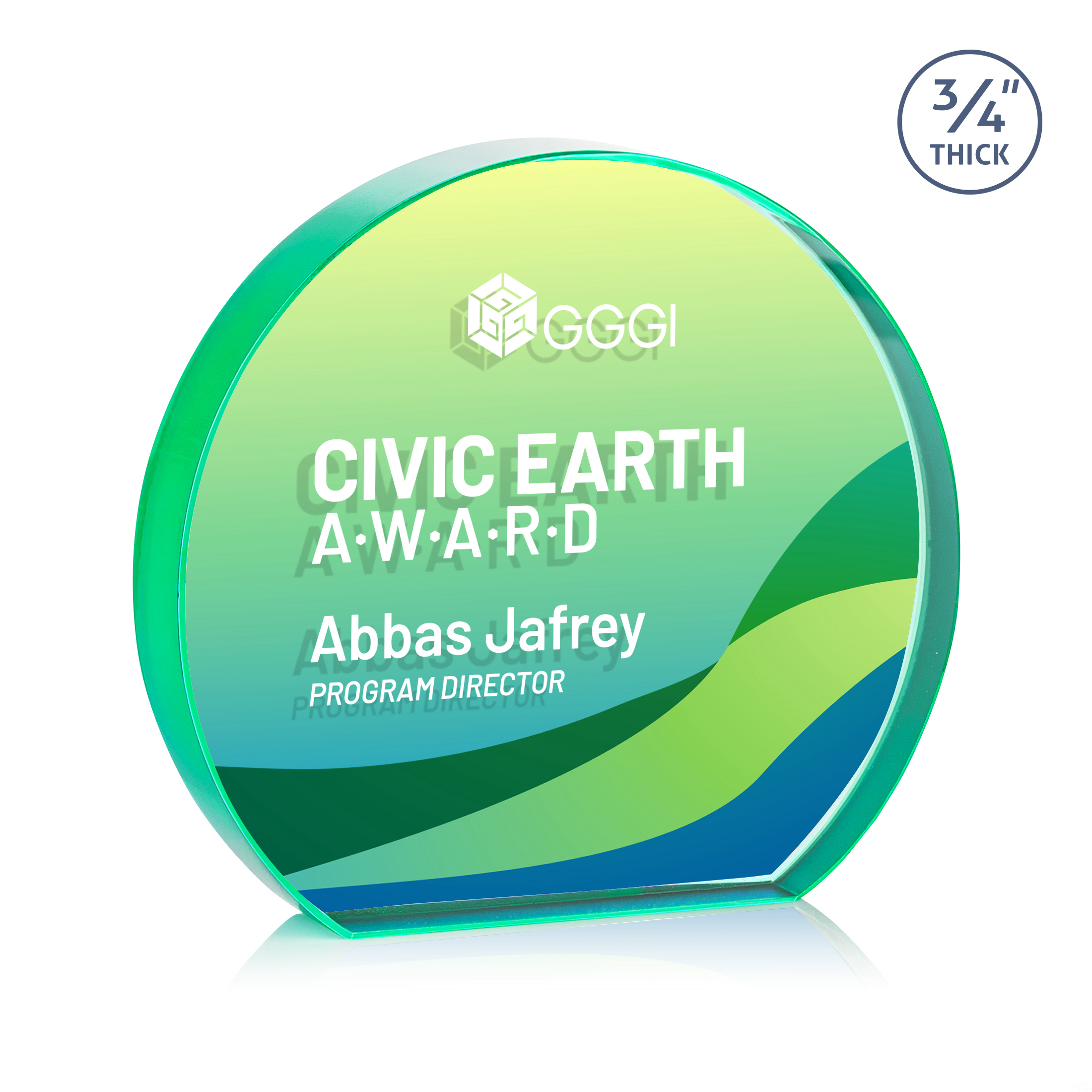 Maren Hemisphere VividPrint™ Double Sided Award - Emerald