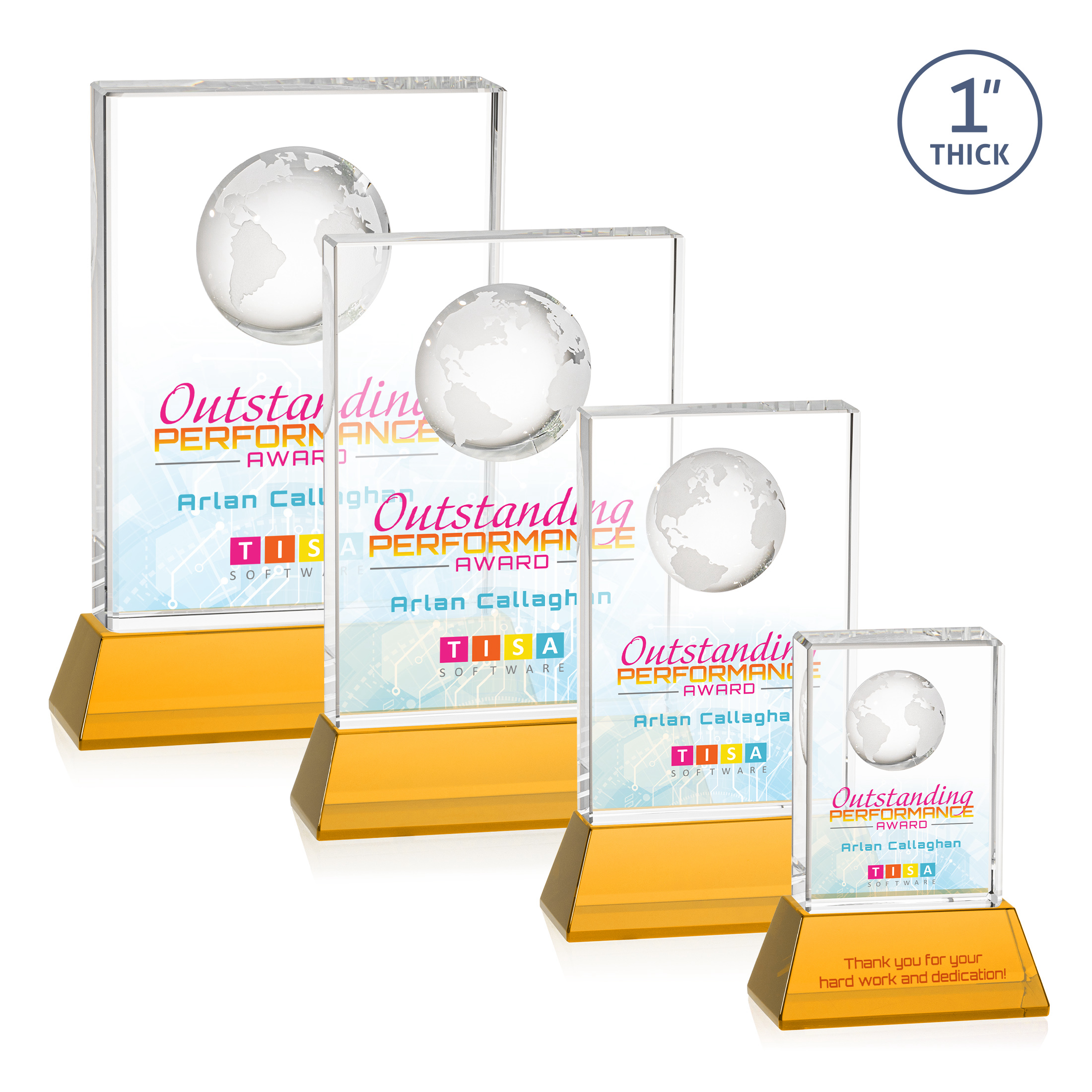 Ambassador VividPrint™ Award on Base - Amber 5