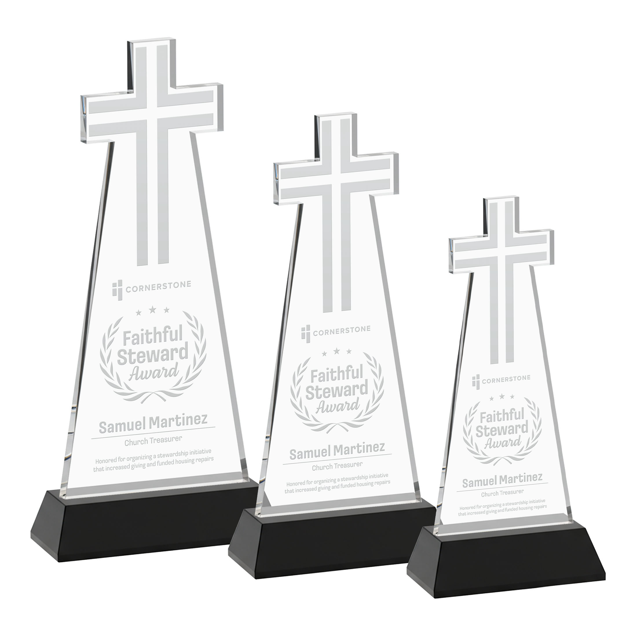 Cross Award on Hartford Base - Black