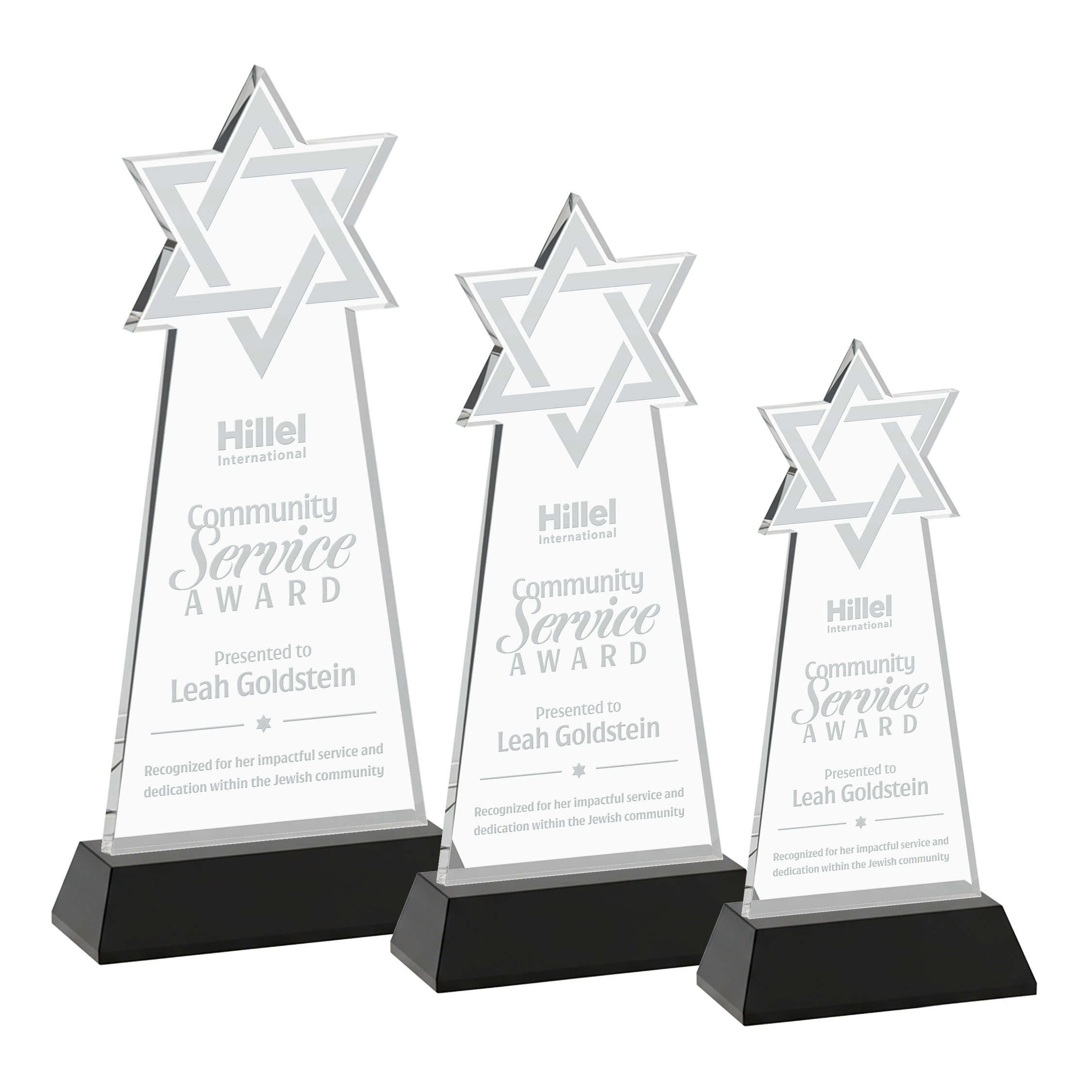 Star of David Award on Hartford Base - Black