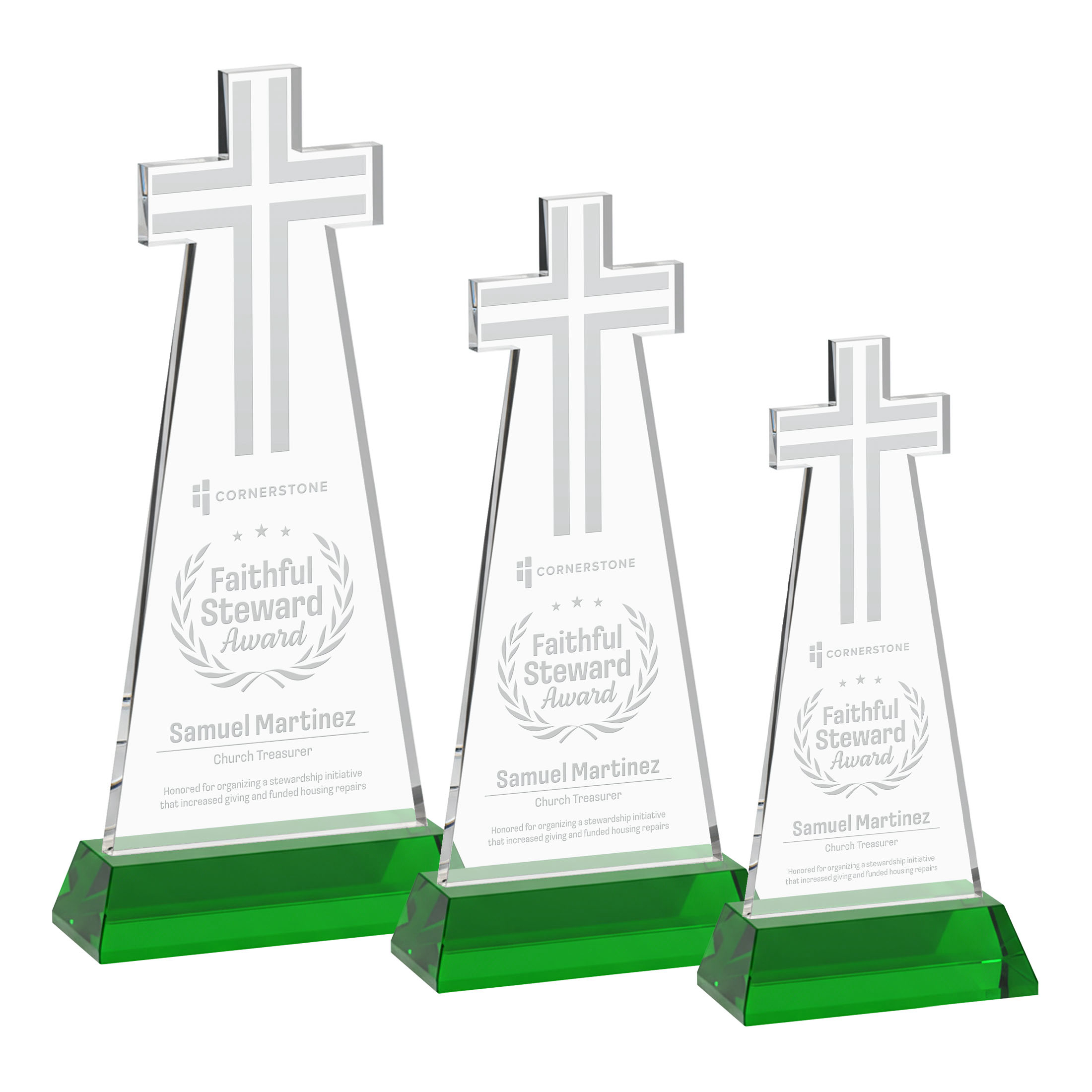 Cross Award on Hartford Base - Green