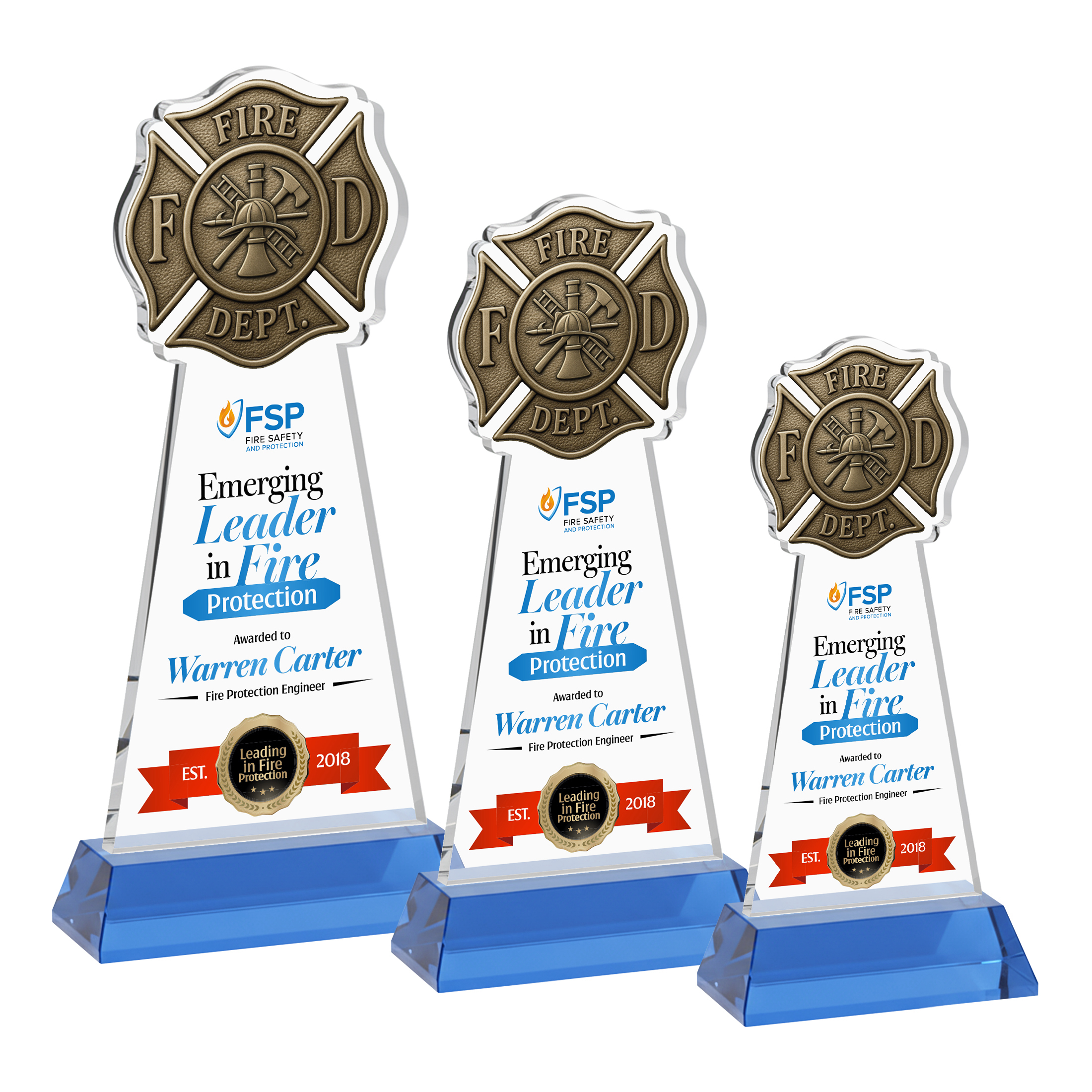 Fire Dept VividPrint™ Award on Hartford Base - Sky Blue