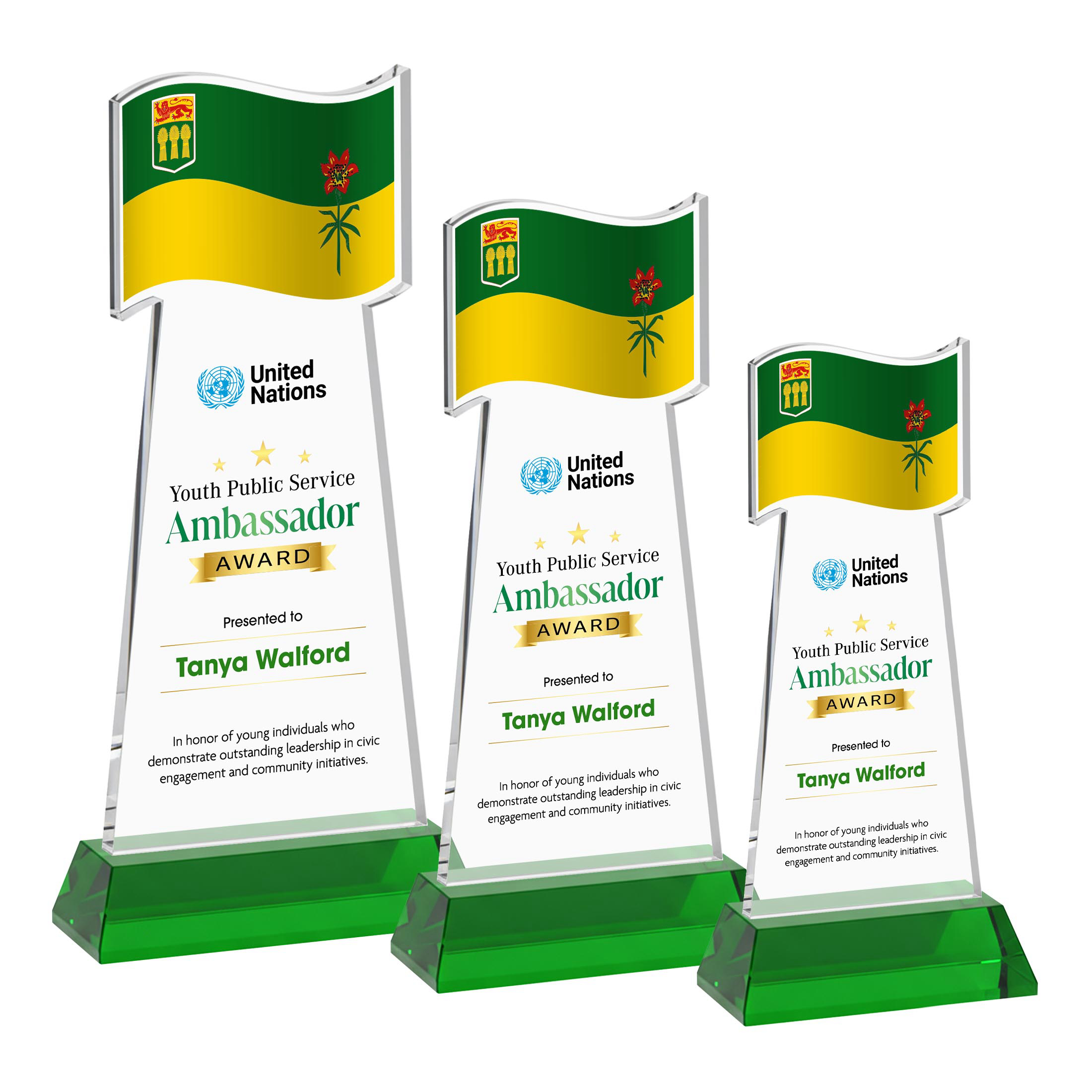 Flag VividPrint™ Award on Hartford Base - Green