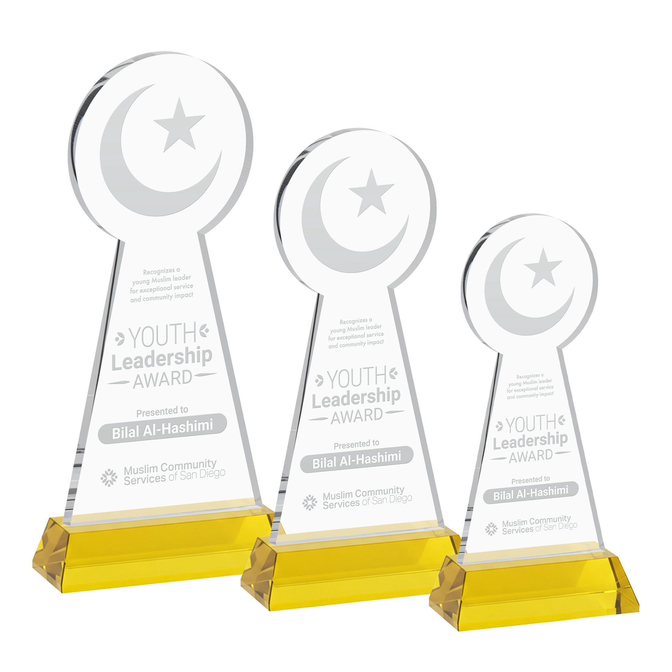 Crescent & Star Award on Hartford Base - Gold
