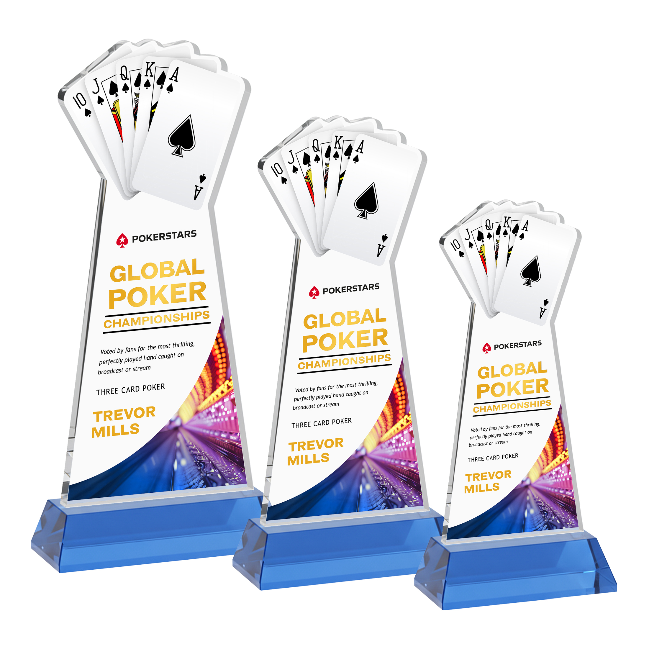 Poker VividPrint™ Award on Hartford Base - Sky Blue