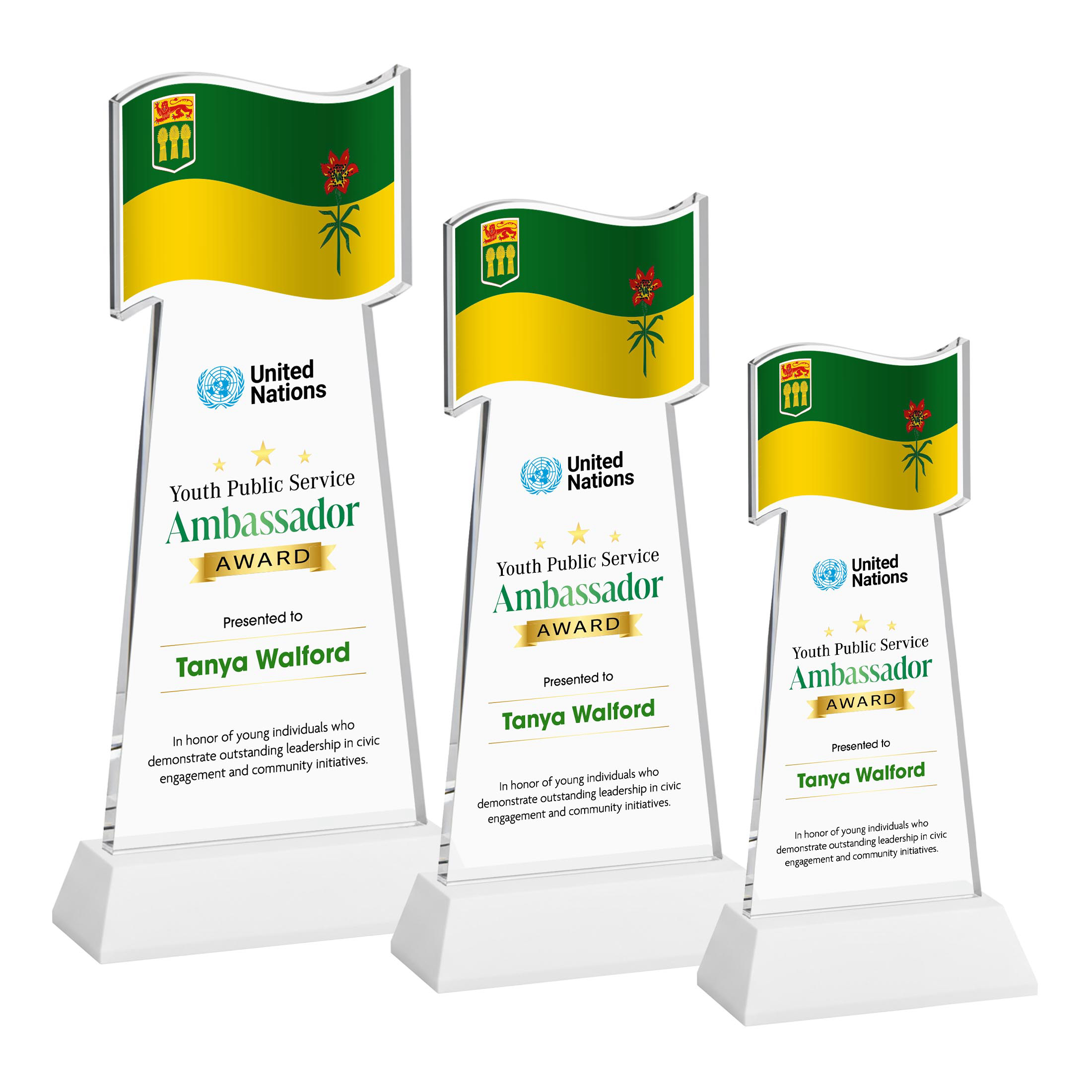 Flag VividPrint™ Award on Hartford Base - White