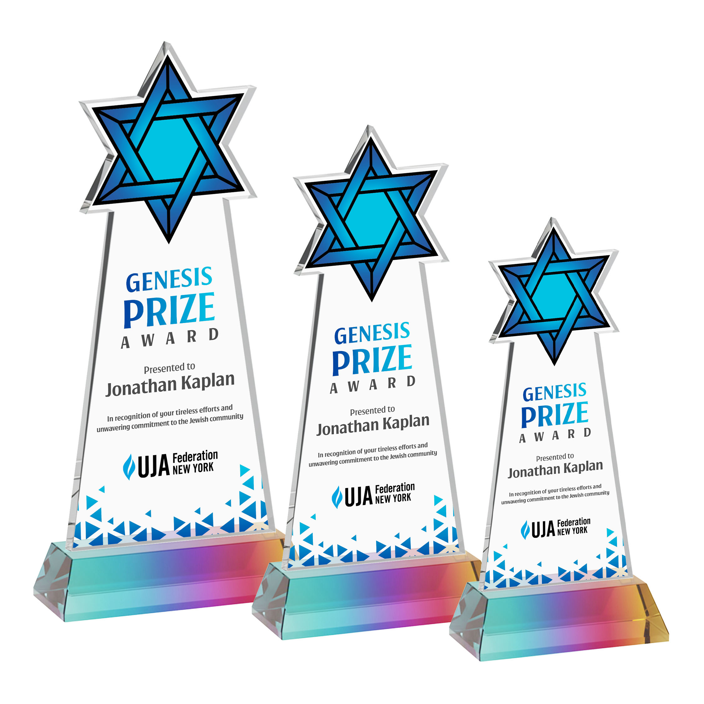 Star of David VividPrint™ Award on Hartford Base - Prismatic