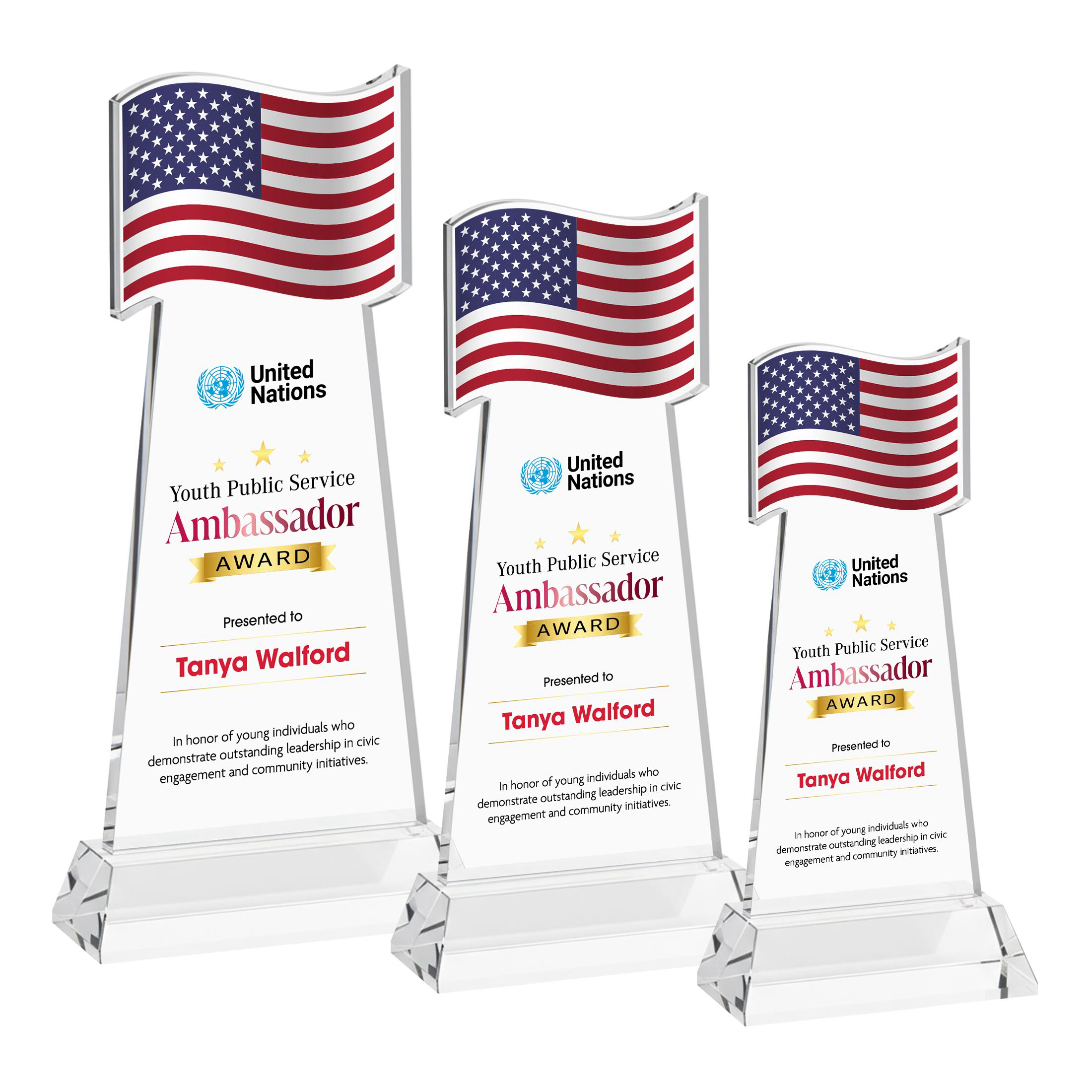 Flag VividPrint™ Award on Hartford Base - Clear