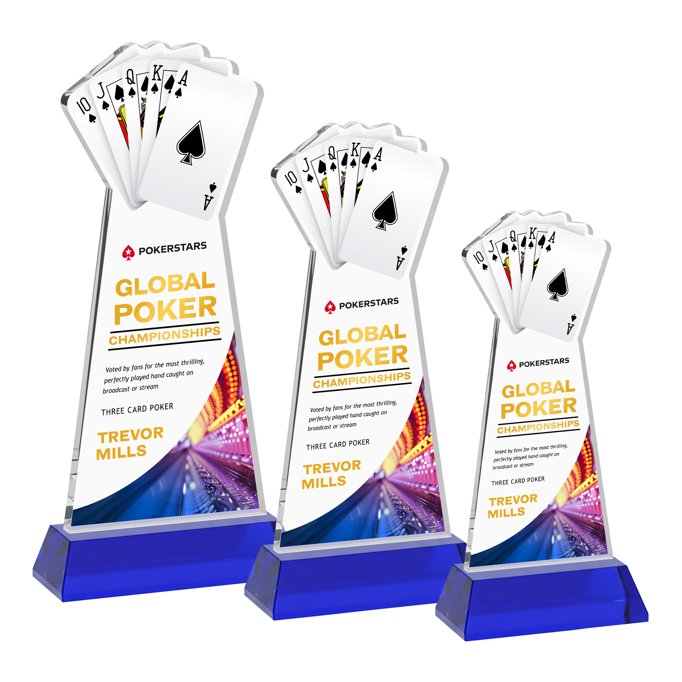 Poker VividPrint™ Award on Hartford Base - Blue