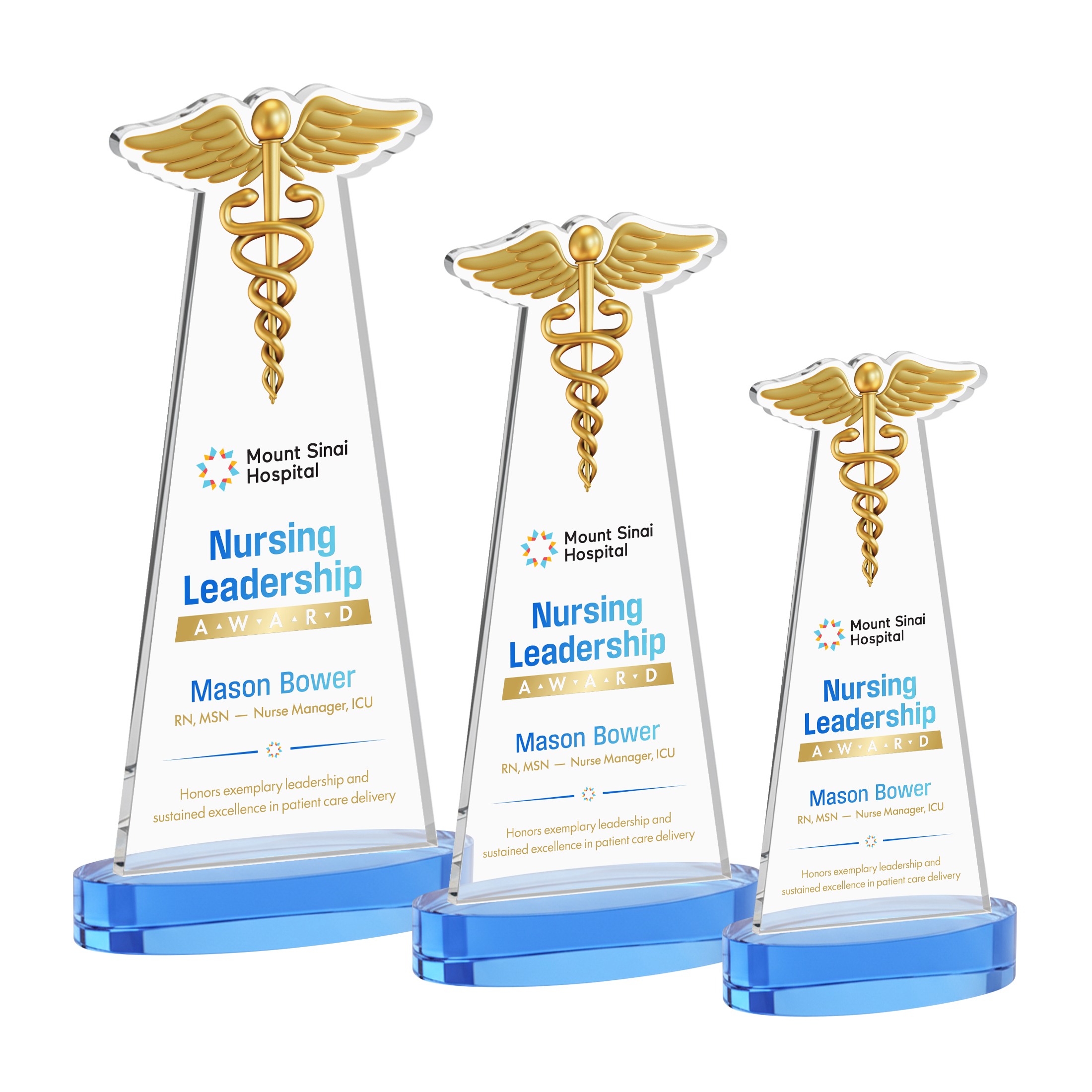 Caduceus VividPrint™ Award on Alberton Base - Sky Blue