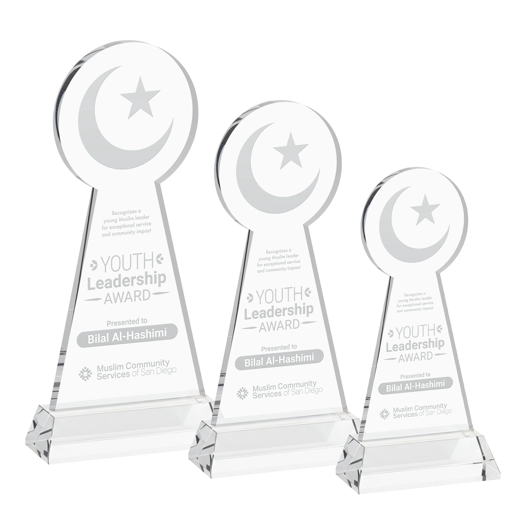 Crescent & Star Award on Hartford Base - Clear