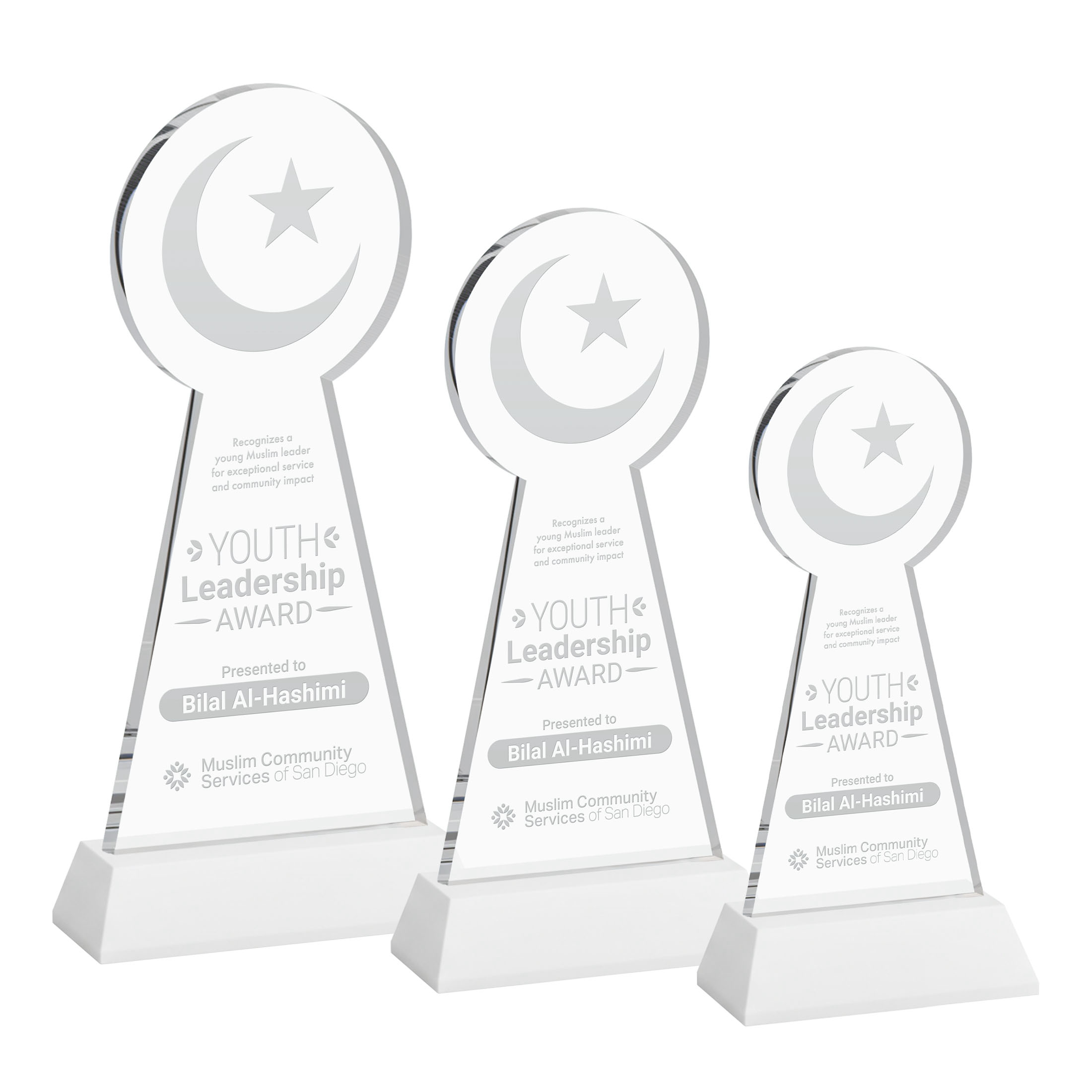 Crescent & Star Award on Hartford Base - White