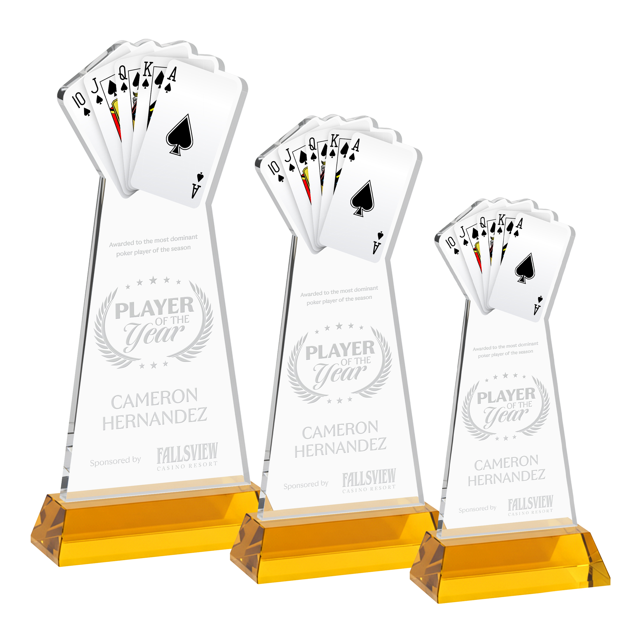 Poker Award on Hartford Base - Amber
