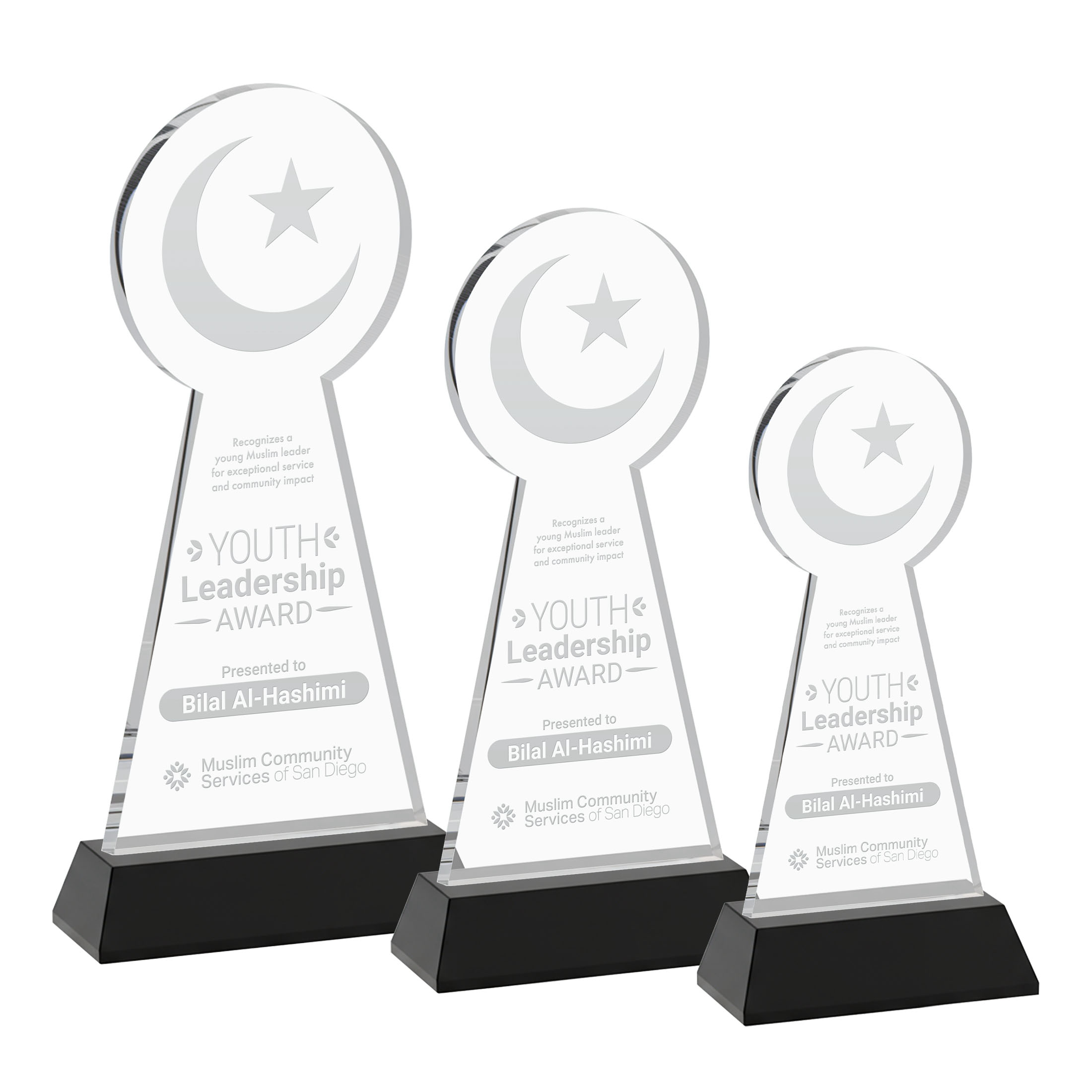 Crescent & Star Award on Hartford Base - Black