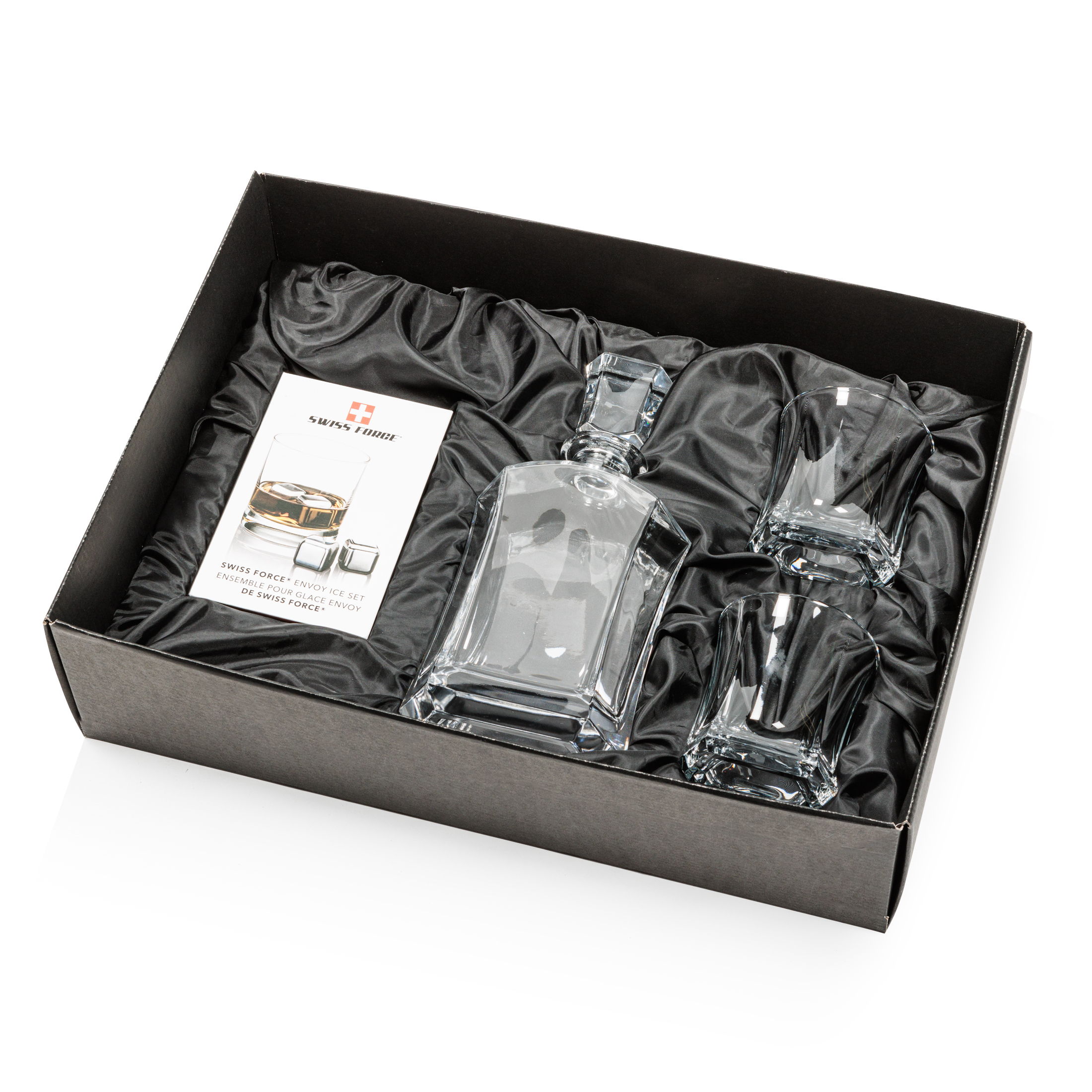 Veradero 3pc Decanter Set & S/S Ice Cubes