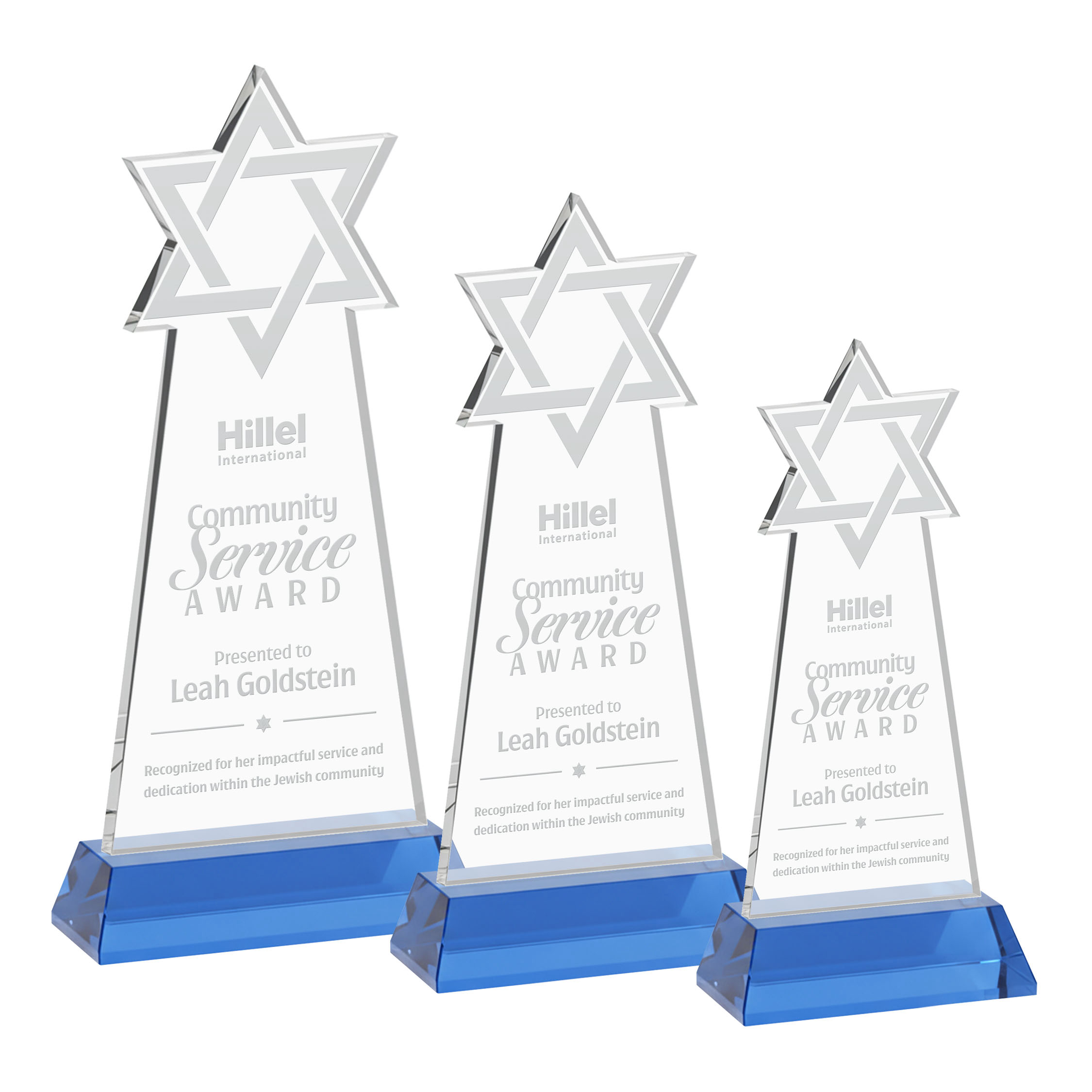 Star of David Award on Hartford Base - Sky Blue