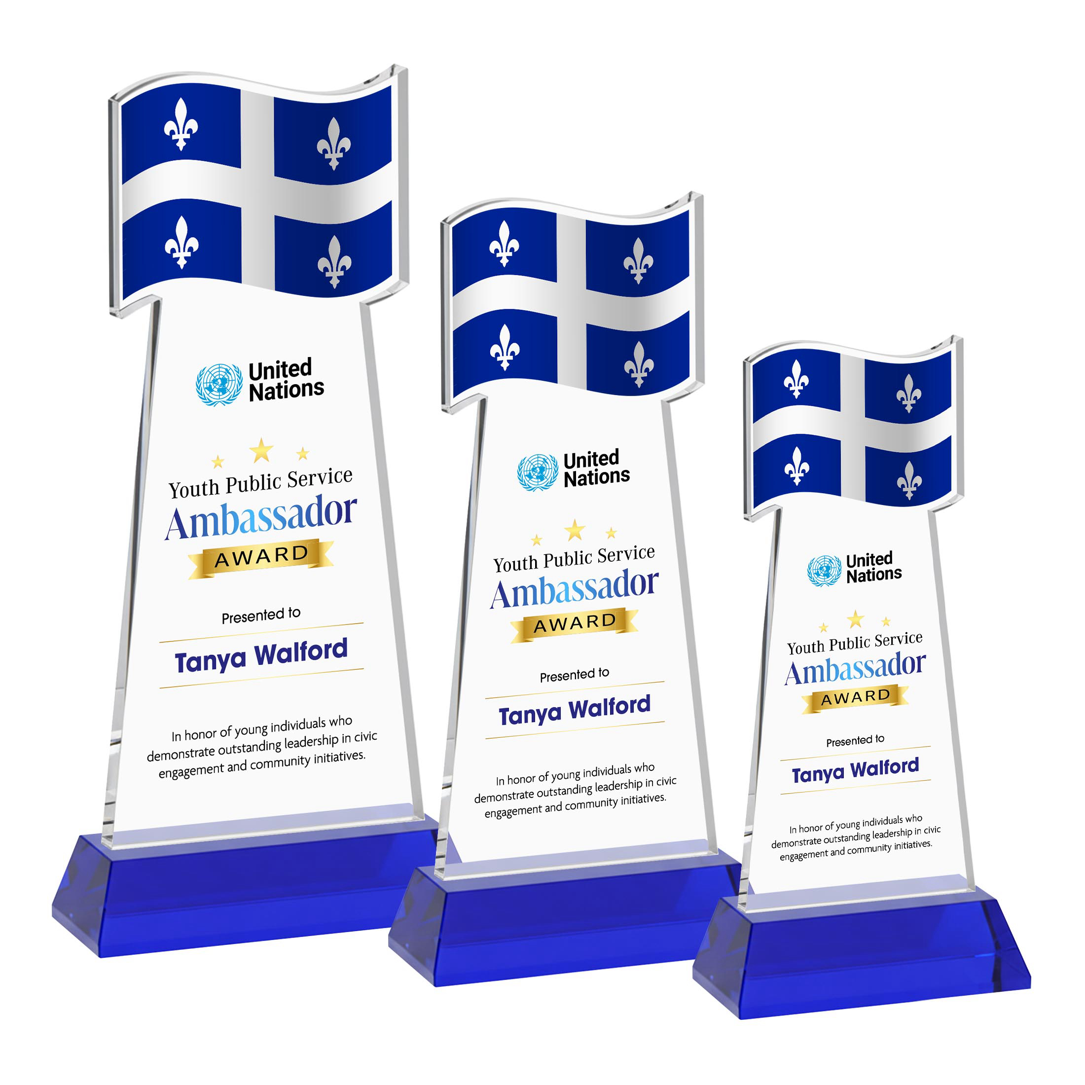 Flag VividPrint™ Award on Hartford Base - Blue