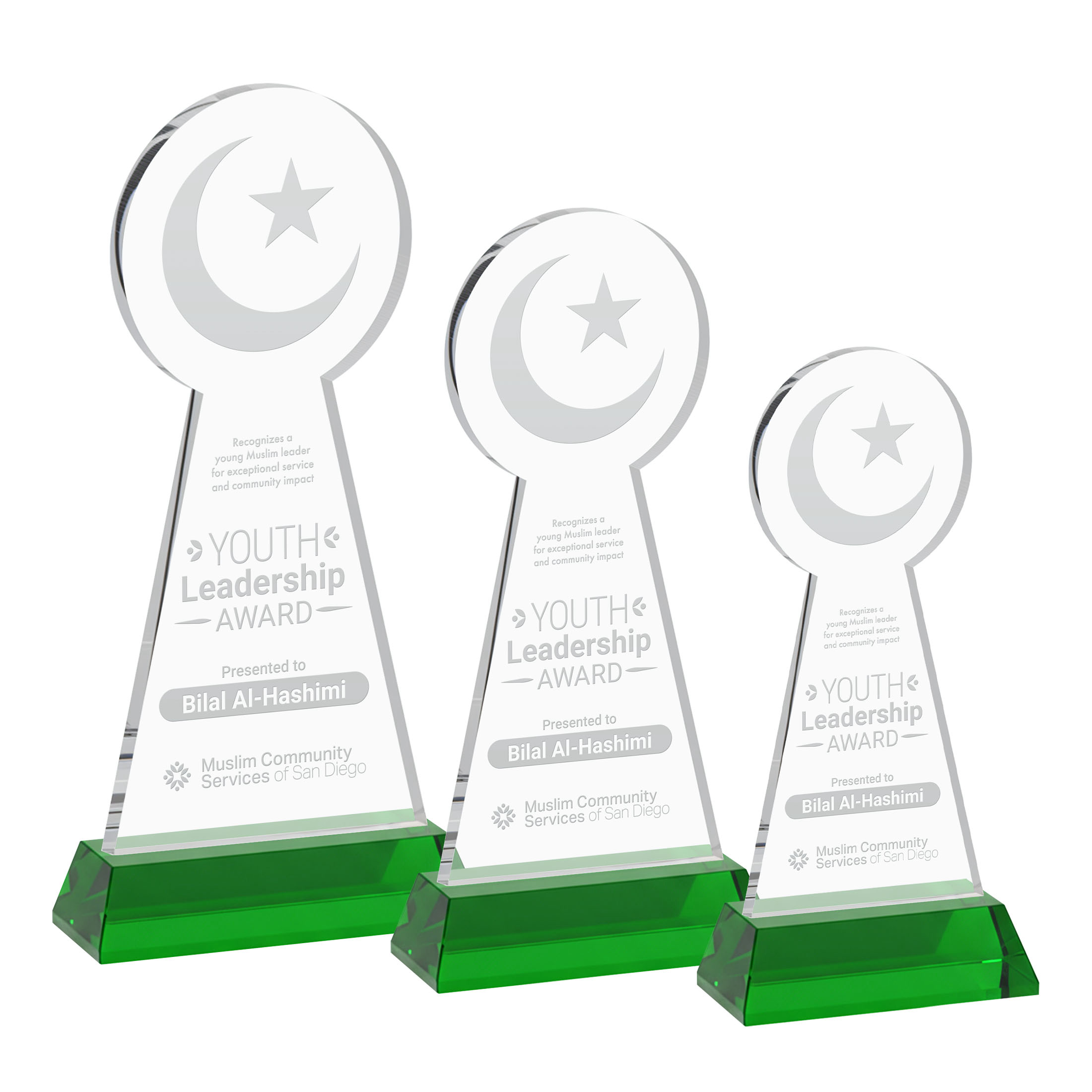 Crescent & Star Award on Hartford Base - Green