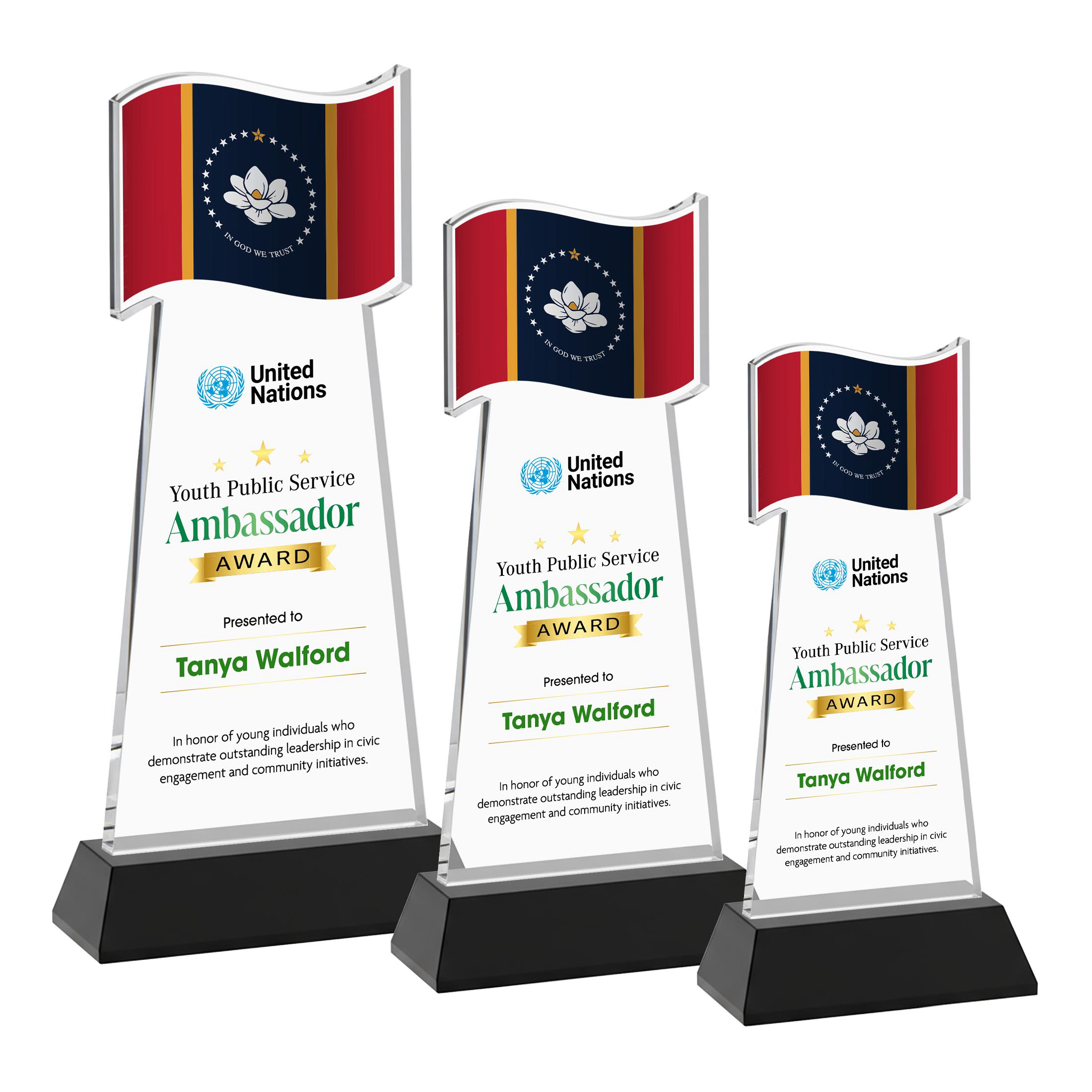 Flag VividPrint™ Award on Hartford Base - Black