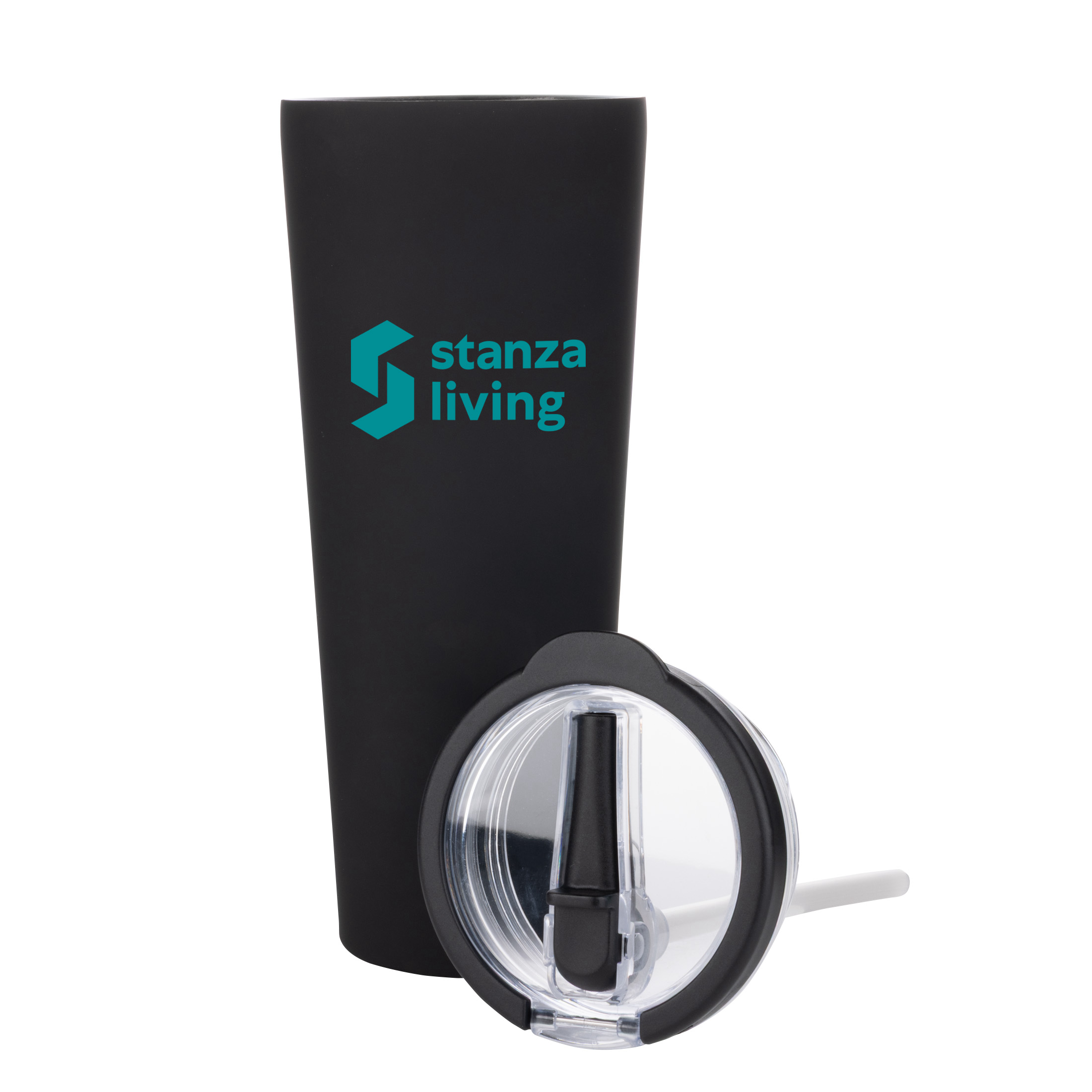 Krantz Rubberized Tumbler w/Straw & Carry Handle - 30oz