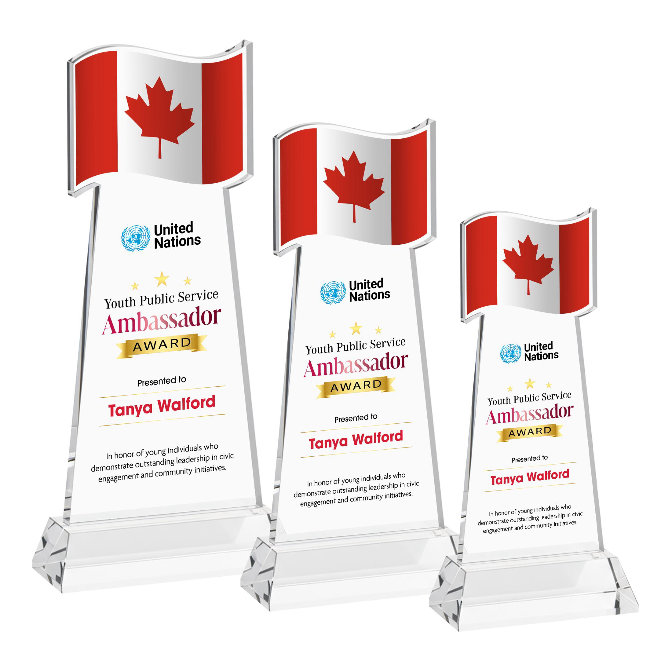 Flag VividPrint™ Award on Hartford Base - Clear