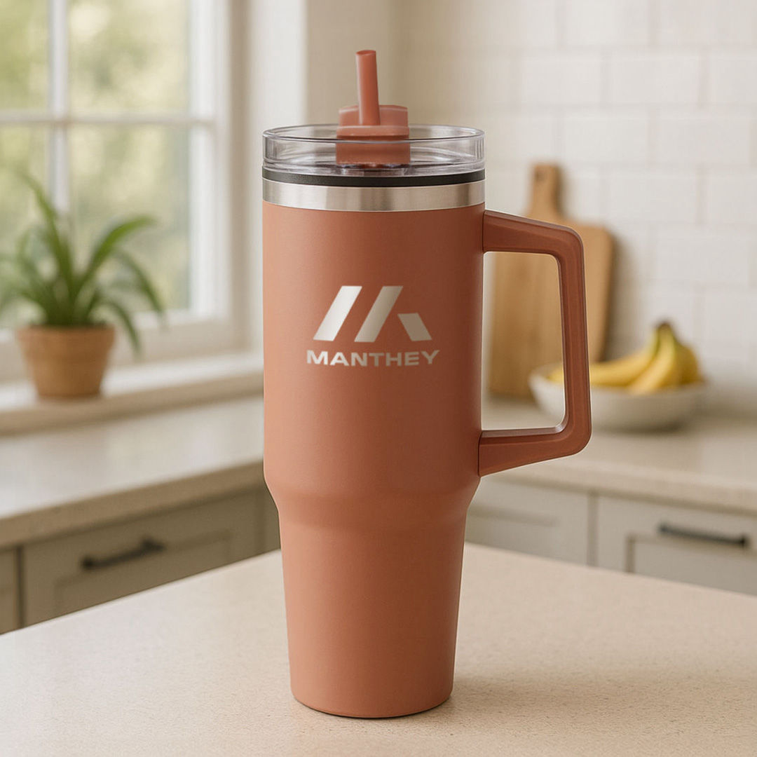 D620 - Benidorm Handle Travel Mug w/Straw - 40oz - SRG