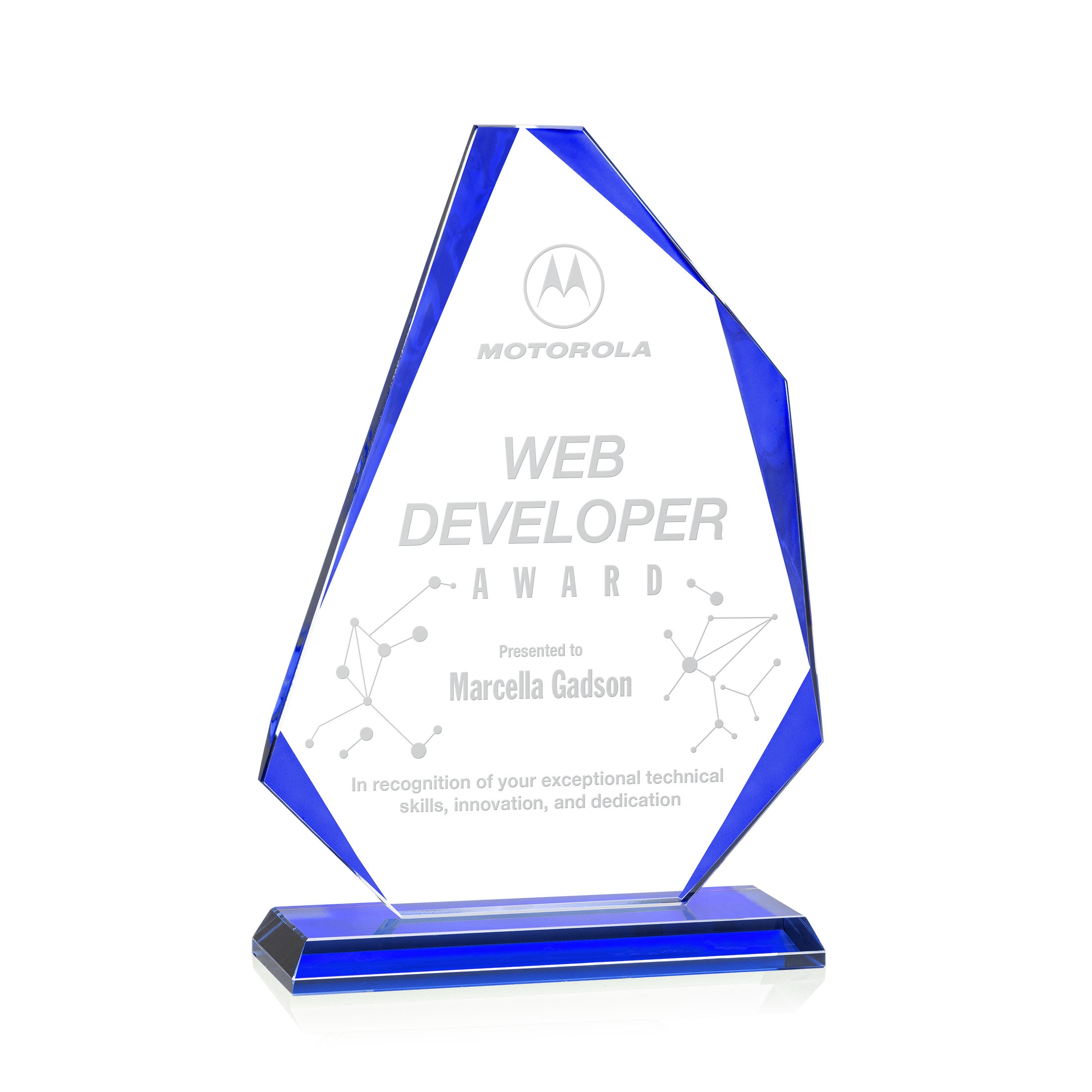 Deep Etch, Blue, 6.375" x 9" x 2"