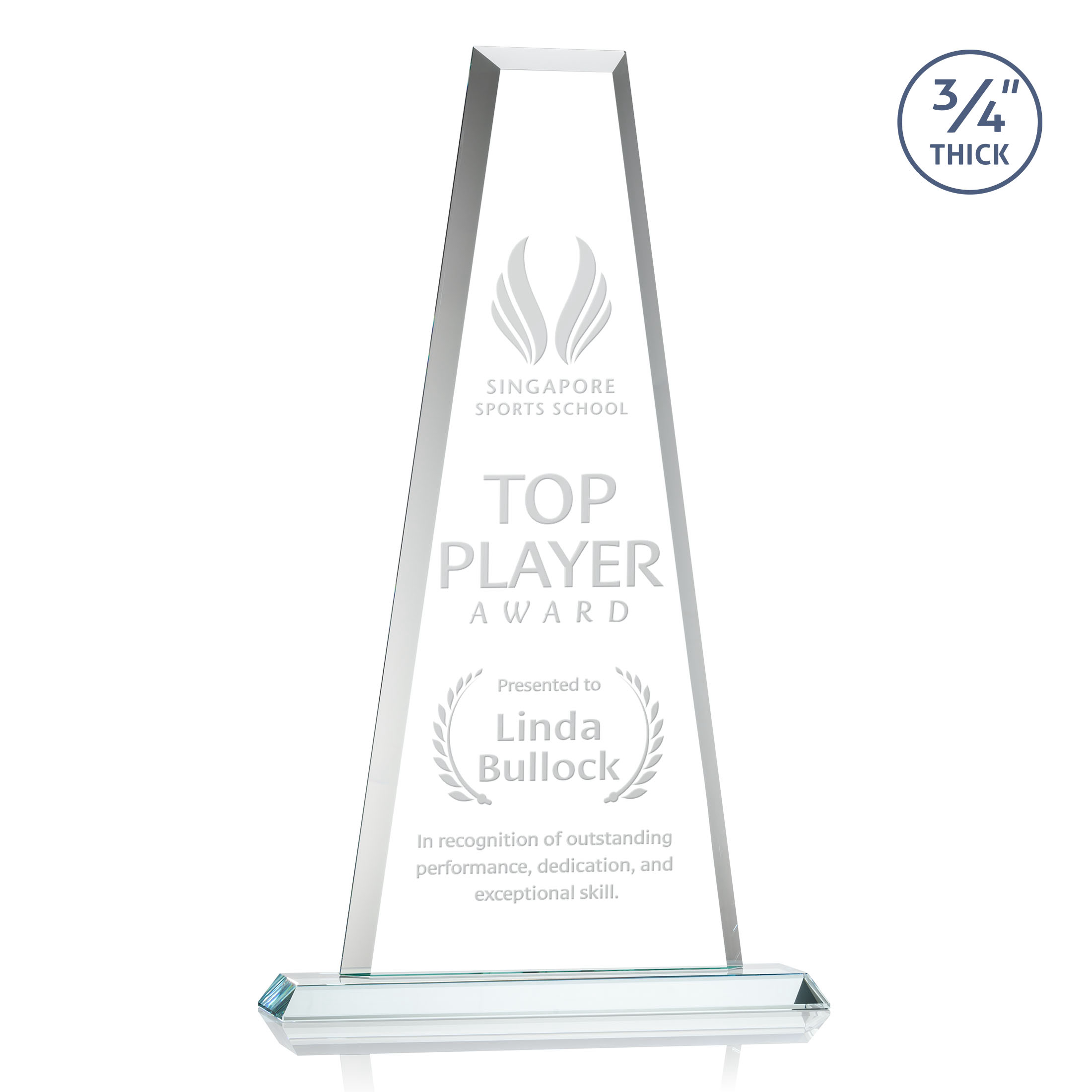 Deep Etch, Standard base, Clear, 12" x 20.75" x 3"