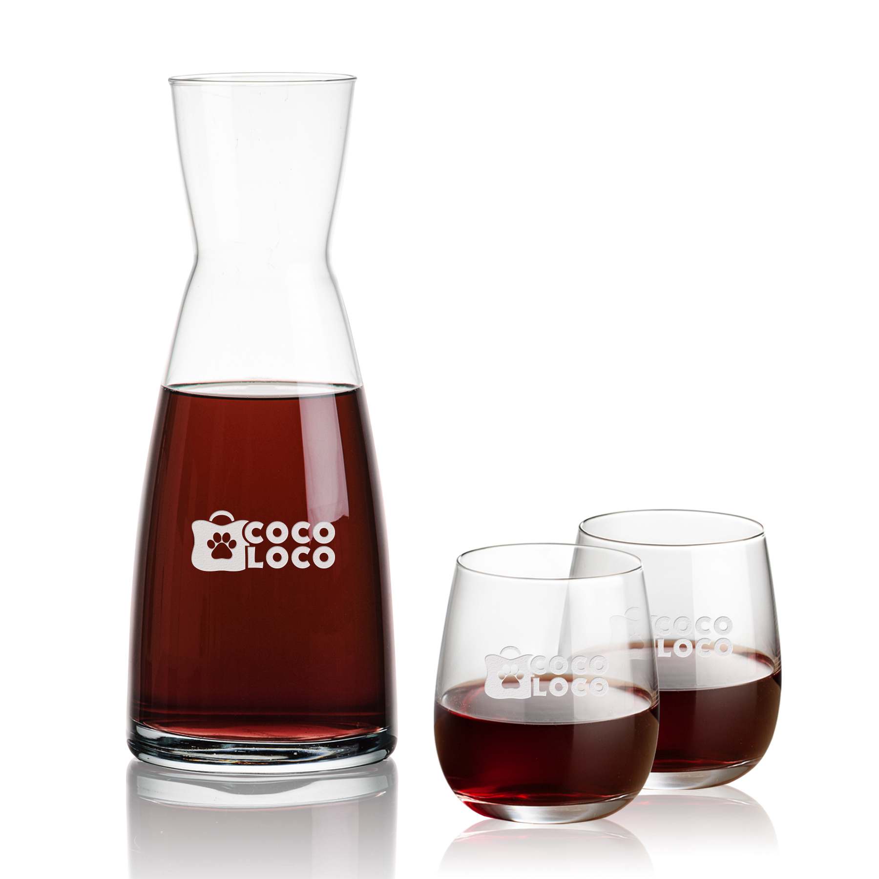 Carafe Stemless Set, Crestview Set, Carafe & 2 Stemless