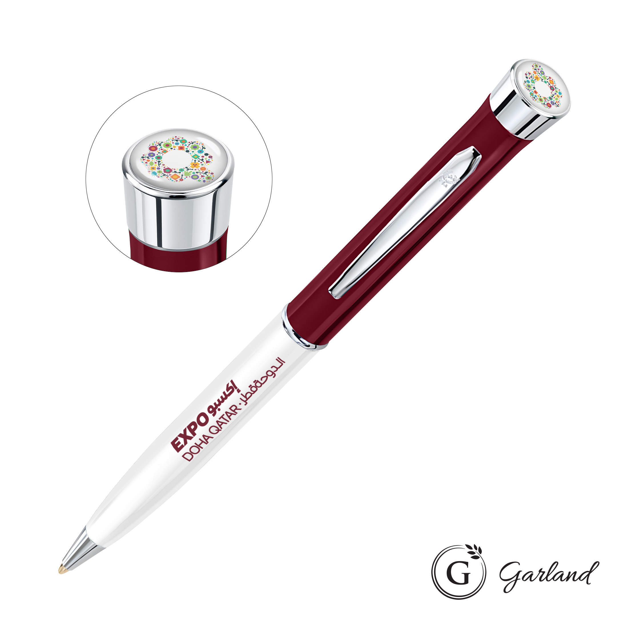 Custom, Ballpoint, Chrome, Burgundy / Chrome