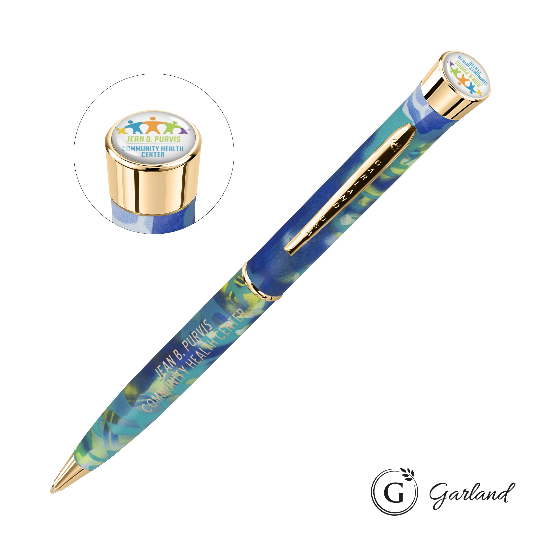 Custom, Ballpoint, Gold, Ocean / Gold
