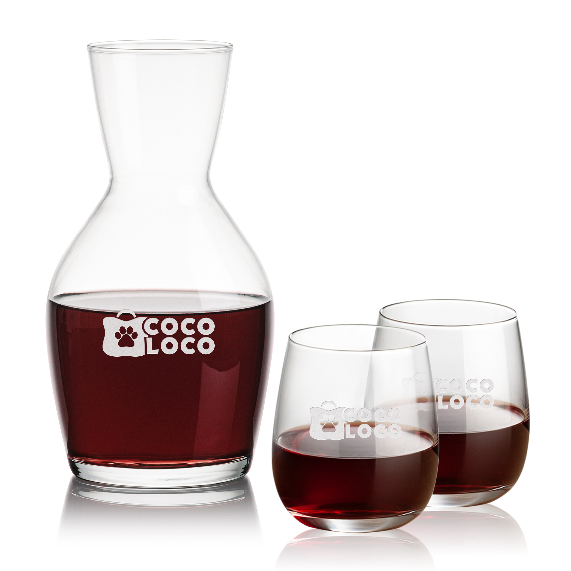 Carafe Stemless Set, Crestview Wine Set, Carafe & 2 Stemless