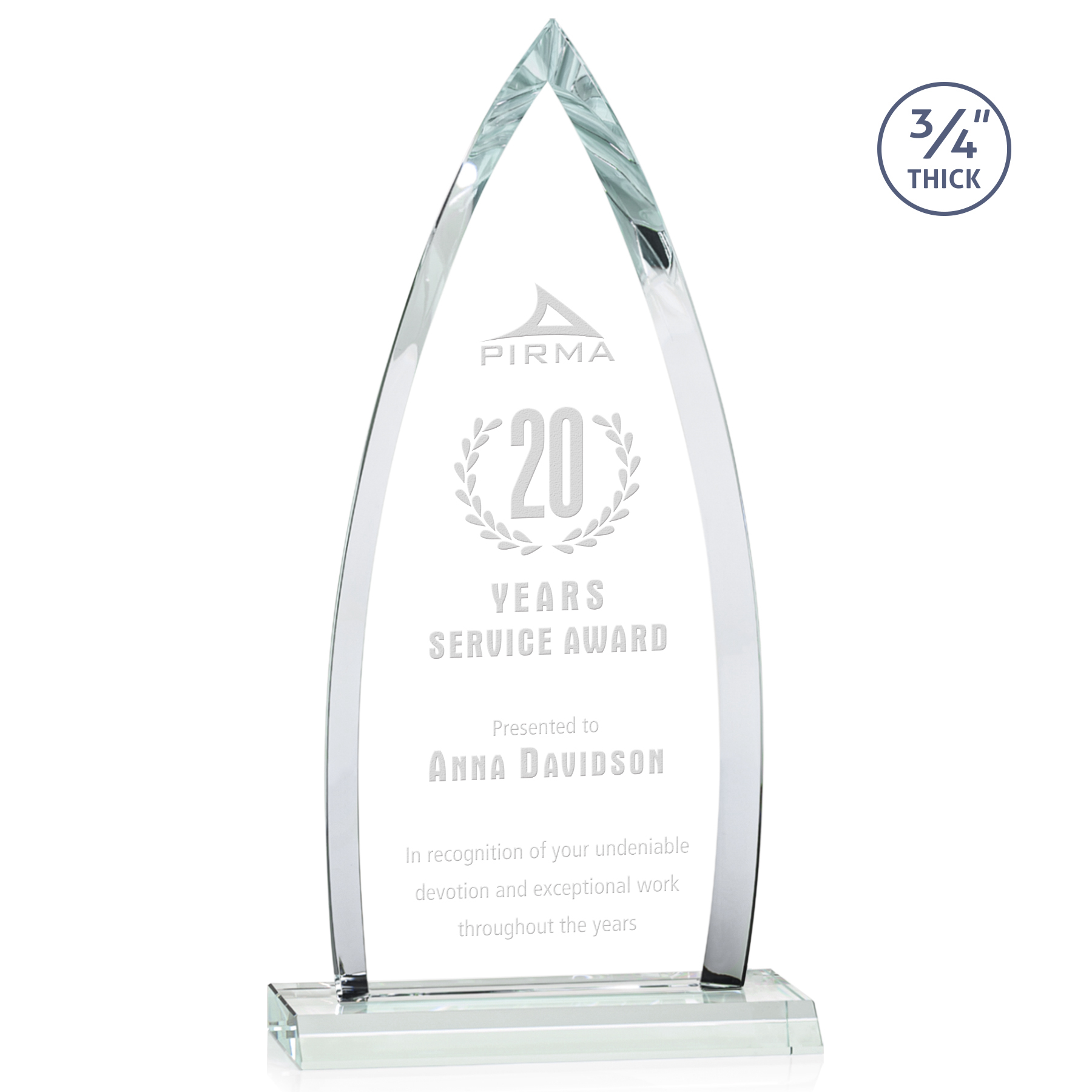 Deep Etch, Front Mitered base, Clear, 8" x 15.75" x 3"