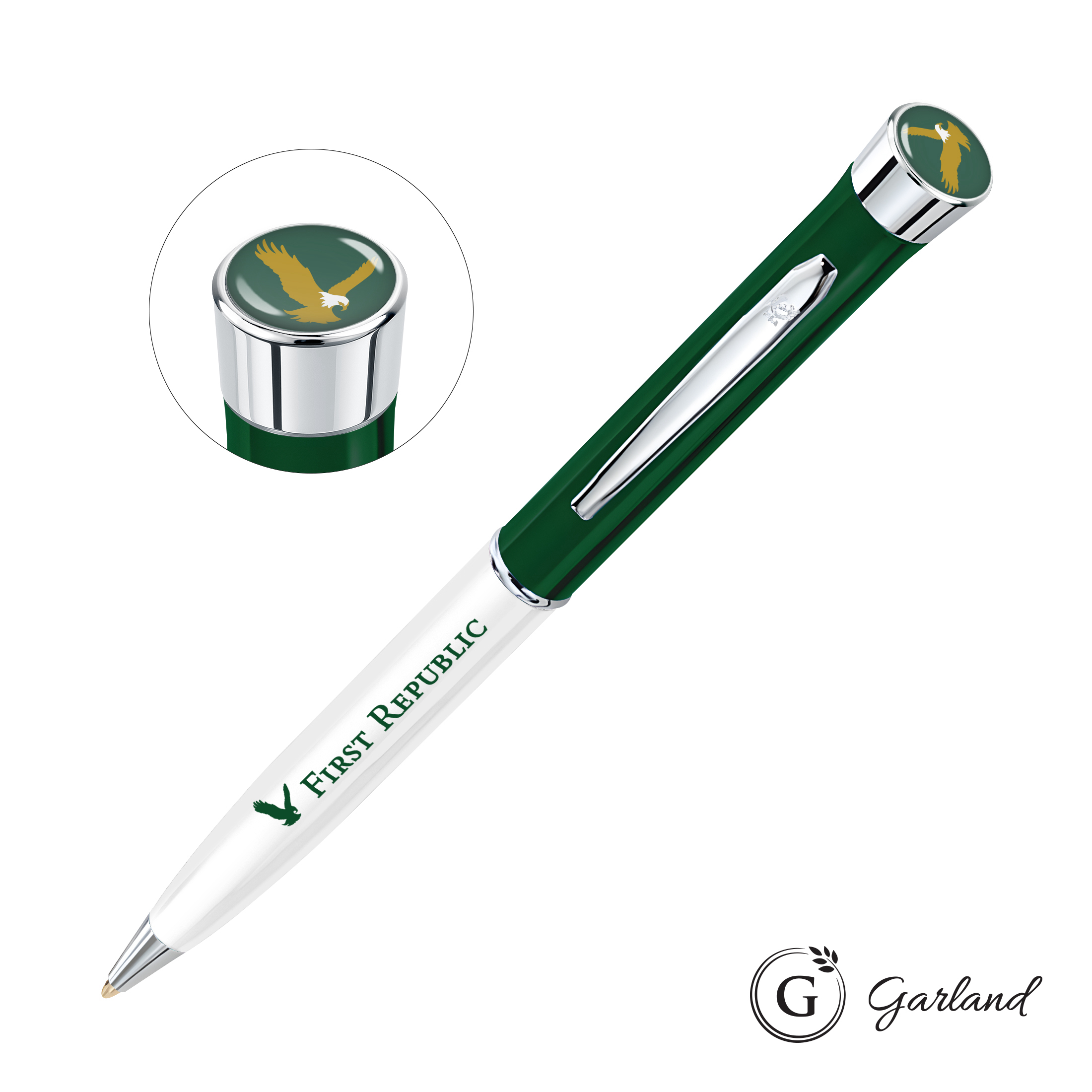 Custom, Ballpoint, Chrome, Green / Chrome